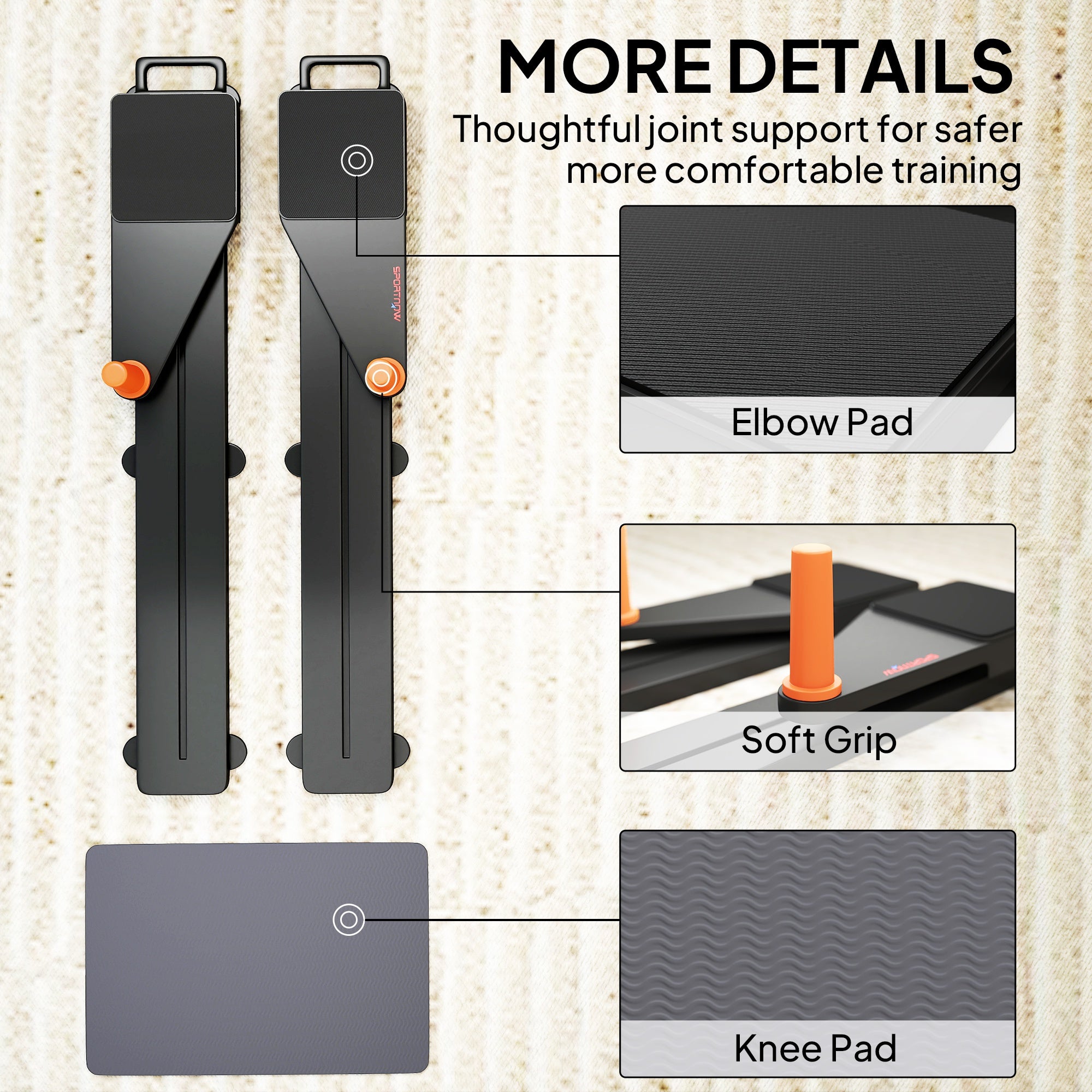 SPORTNOW Push Up Board Set of 2, Portable Press Up Board with Dual Glide Rails, Knee Pad, Pushup Stand Pilates Reformer Machine for Home Gym, Multifunctional Workout Equipment for Men & Women