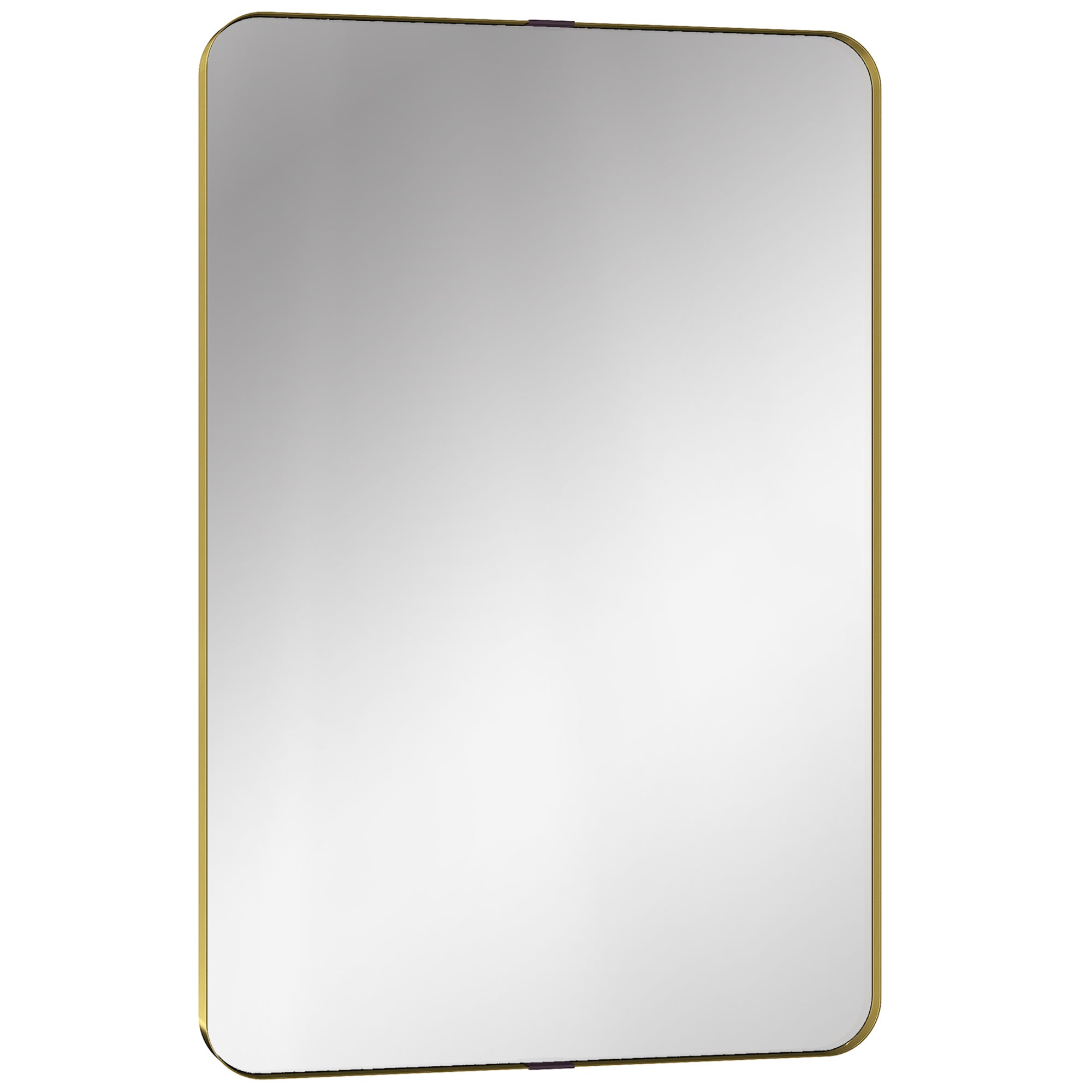 HOMCOM Rectangular Wall Mirror, 90 x 60 cm Wall Mounted Bathroom Mirror w/ Aluminium Alloy Frame and Tempered Glass, Gold Tone