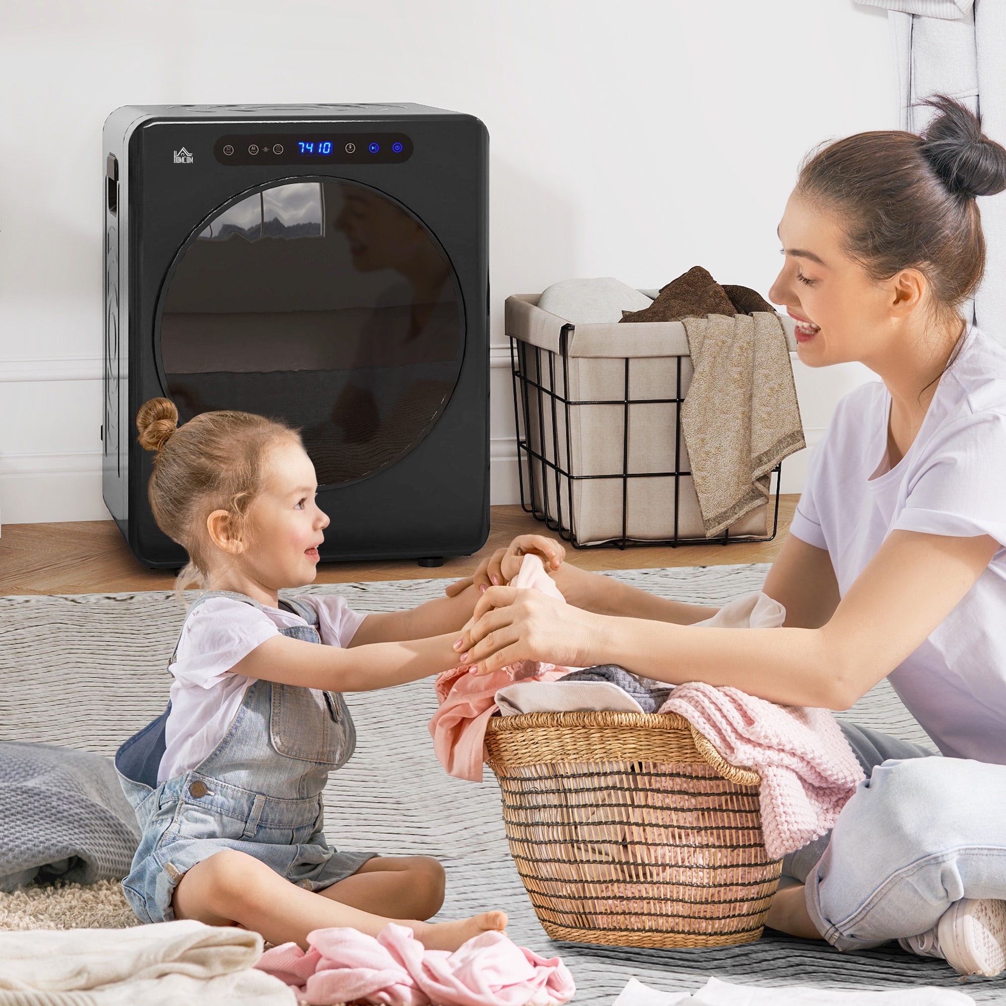 HOMCOM 4kg Compact 40-60℃  Tumble Dryer - Black