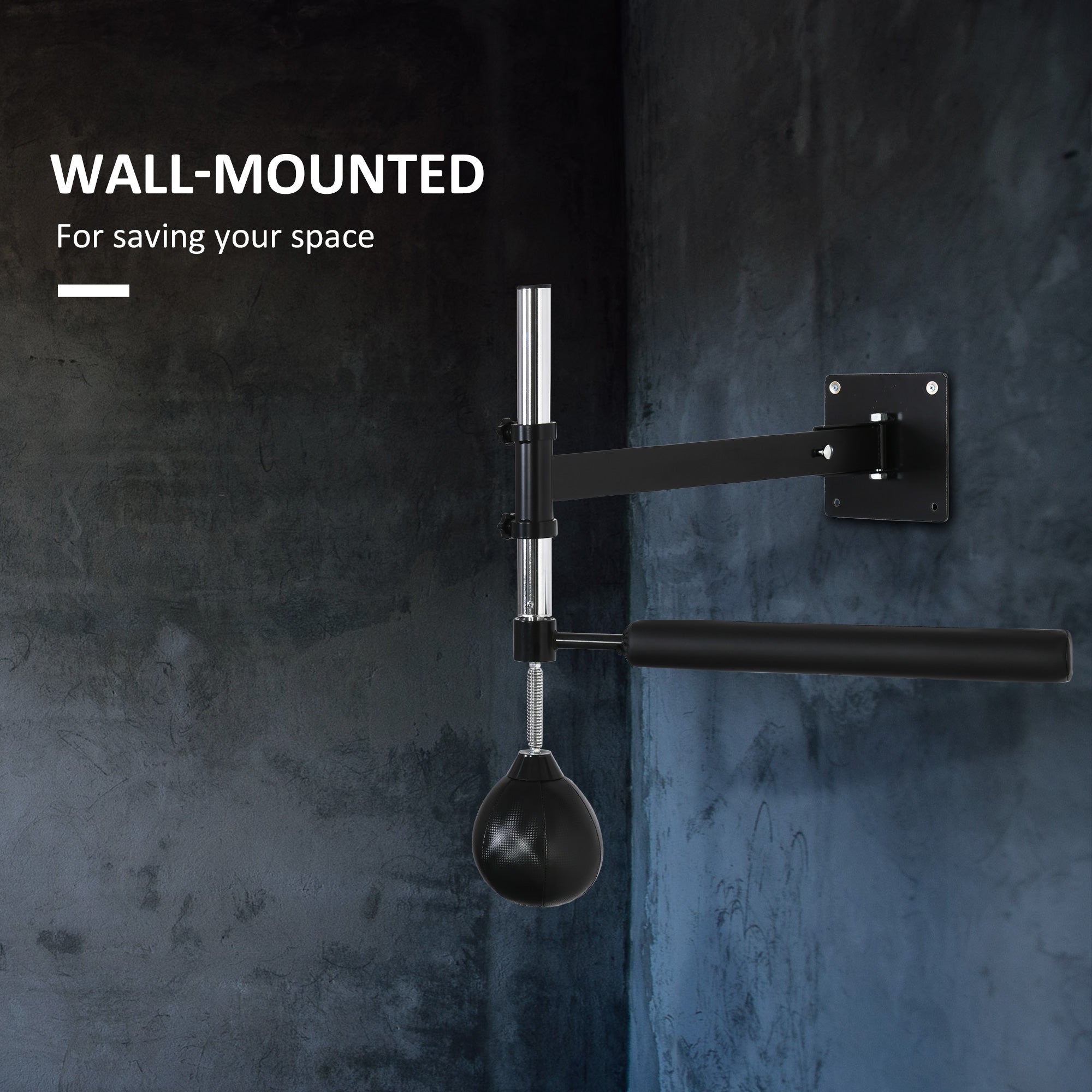 HOMCOM Wall Mount Height Adjustable Speed Bag Boxing, Height Adjustable Punching Bag, Training Kit
