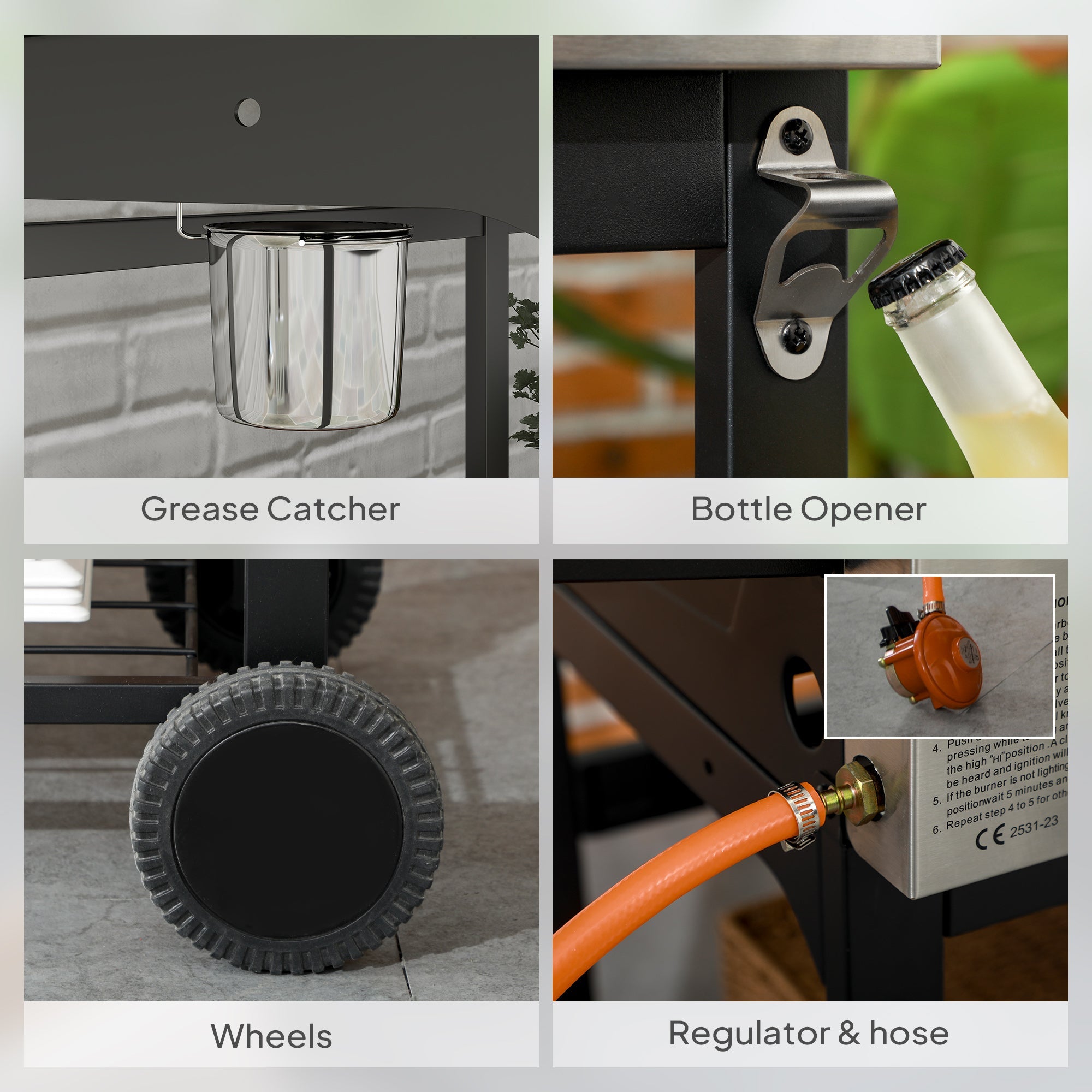 Outsunny Deluxe Duo Gas BBQ, with Grill, Plancha and Side Burner - Black