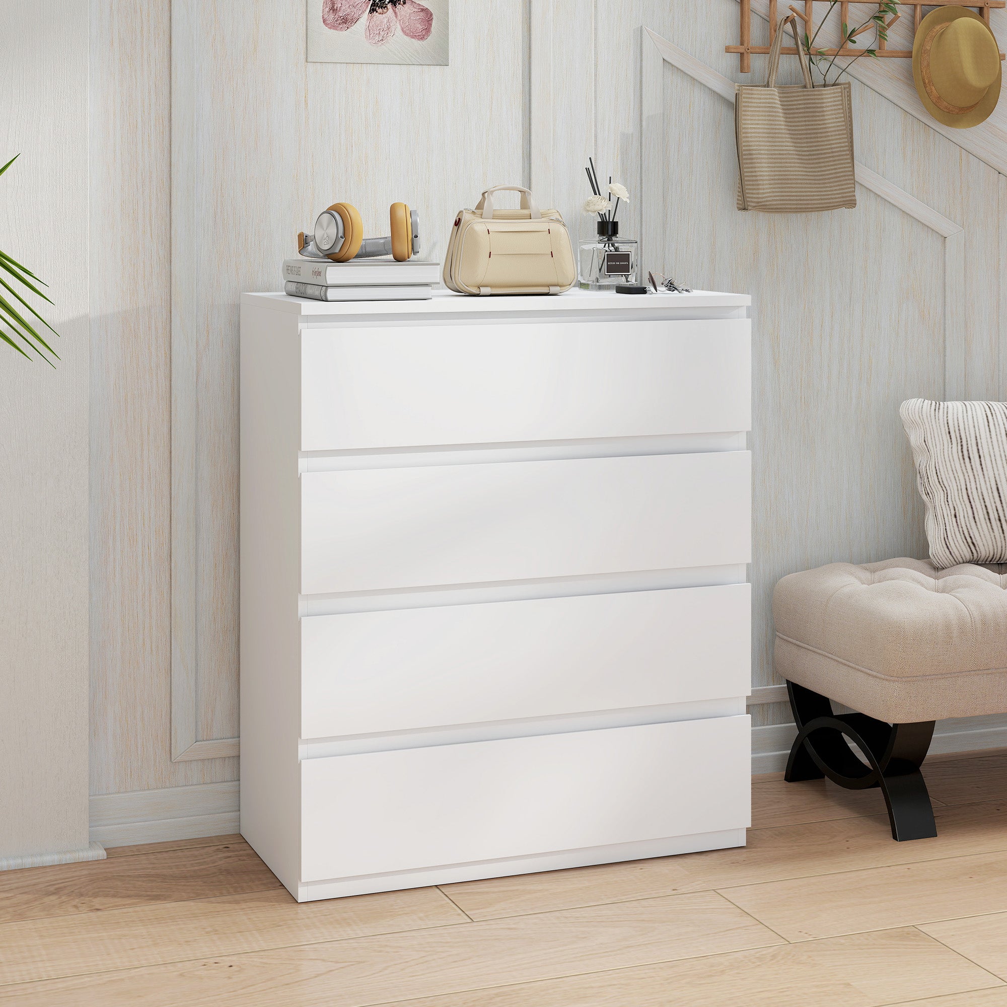 HOMCOM Chest of Four Drawers - White