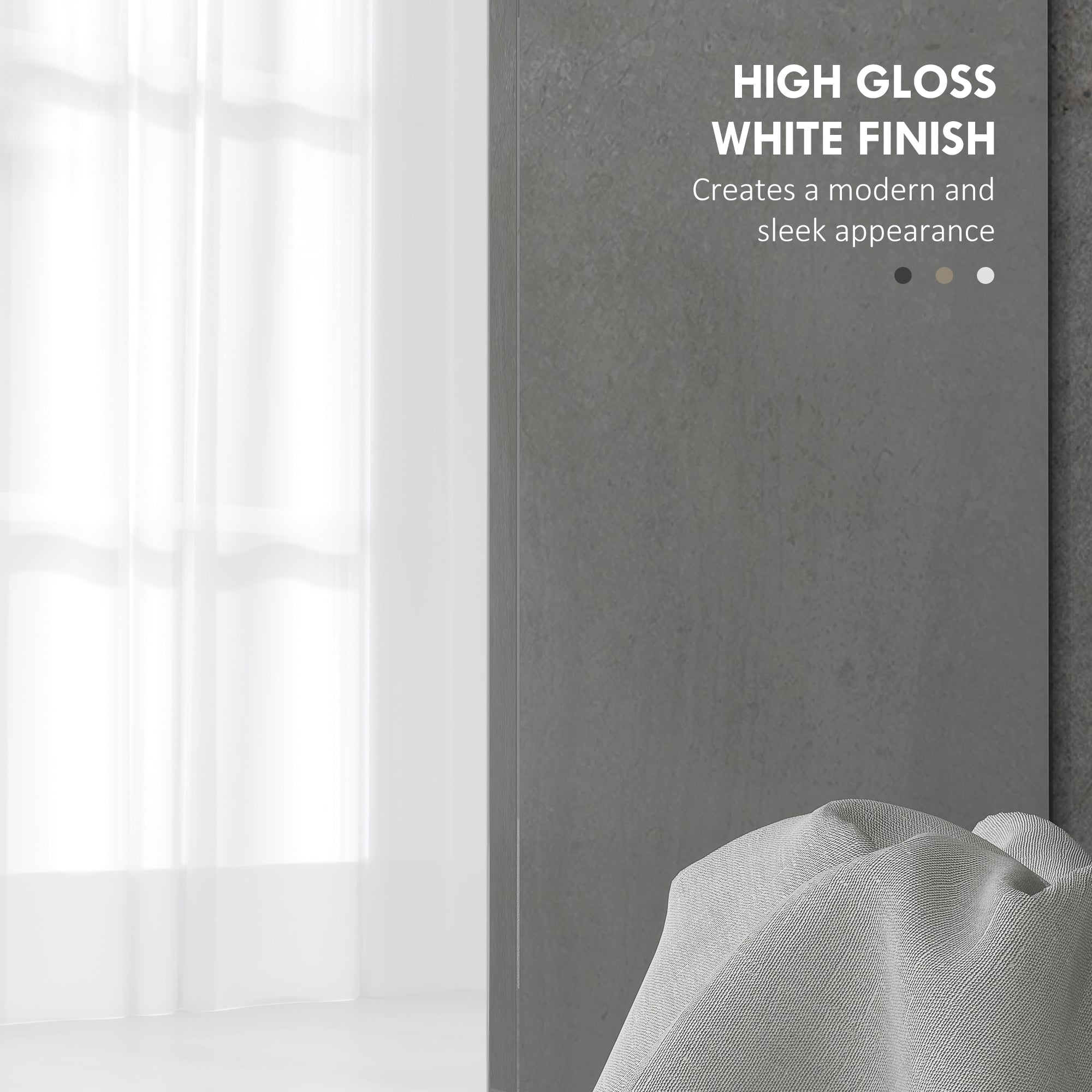 HOMCOM Under Sink Bathroom Cabinet, Modern Under Sink Cabinet with Adjustable Shelf for Basin with or without Pedestal, 60 x 34 x 70cm, High Gloss White