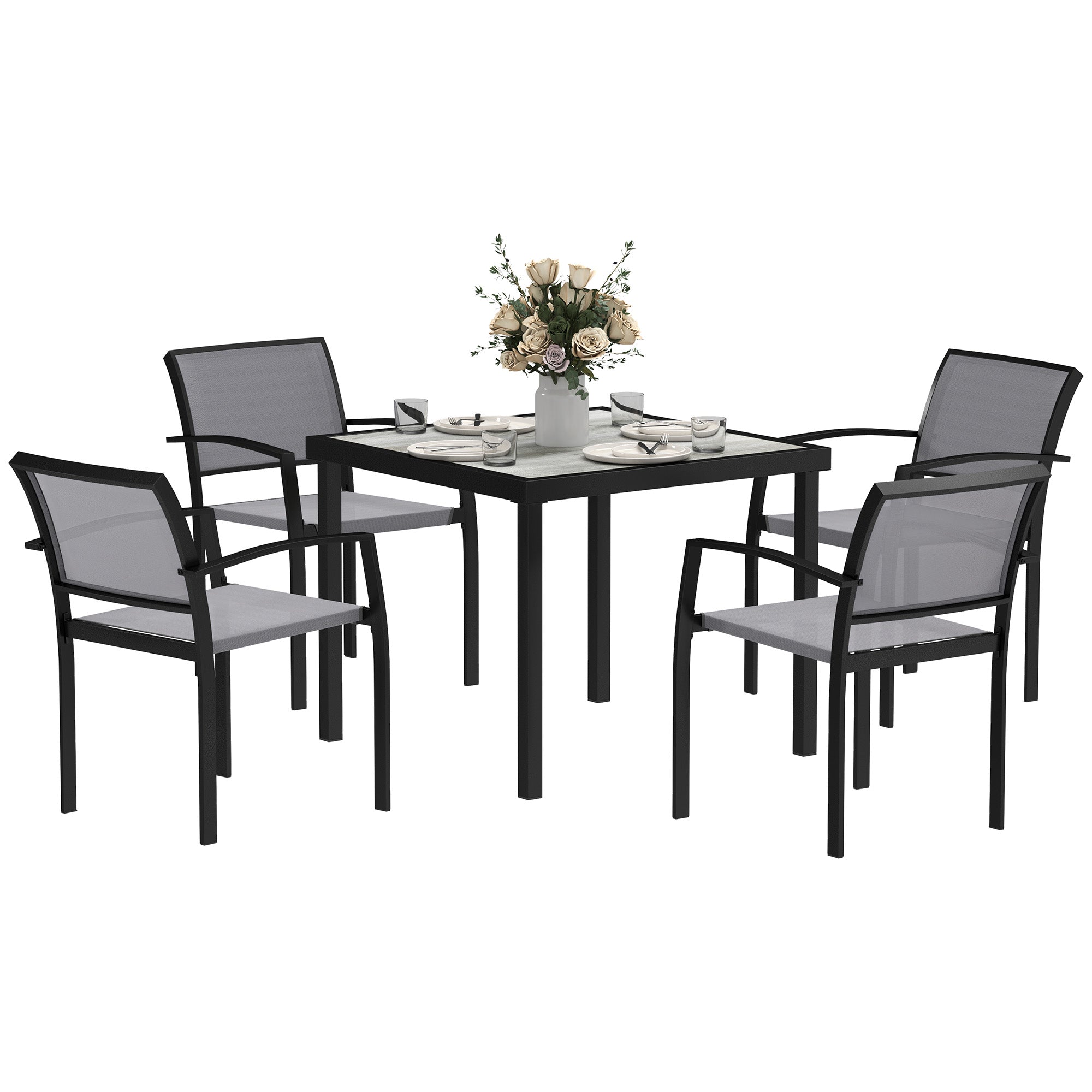 Outsunny Five-Piece Outdoor Garden Dining Set - Grey