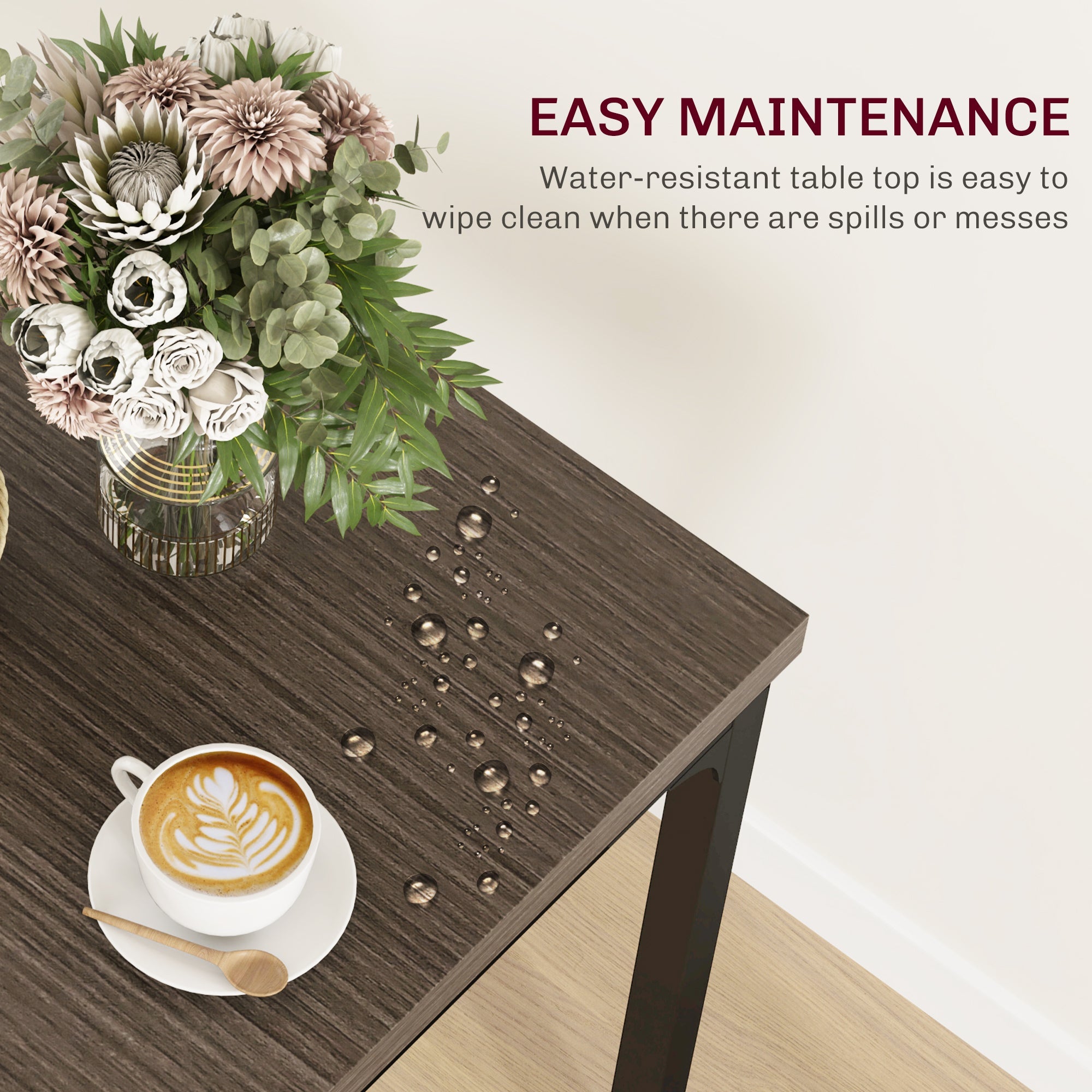 HOMCOM Three-Piece Minimal and Compact Dining Set, Grey Wood Grain