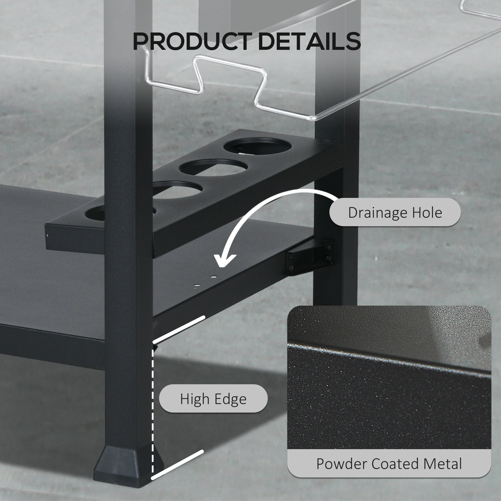 Outsunny Multi-Feature BBQ Grill Table, with Stainless Steel Top - Black