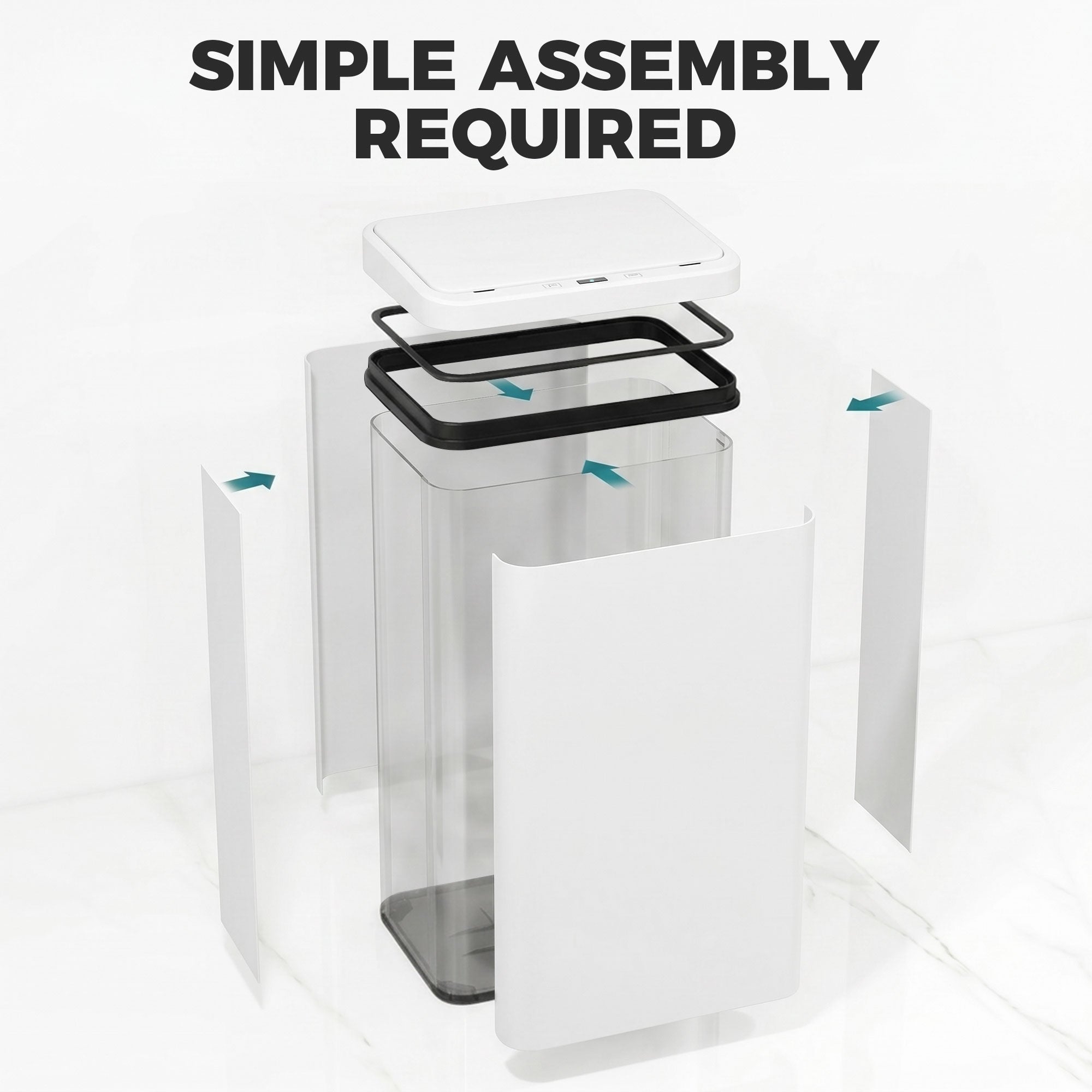 HOMCOM 50L Sensor Bin with Soft-Close Lid, Stainless Steel Automatic Touchless Motion Sensor Kitchen Bin, White