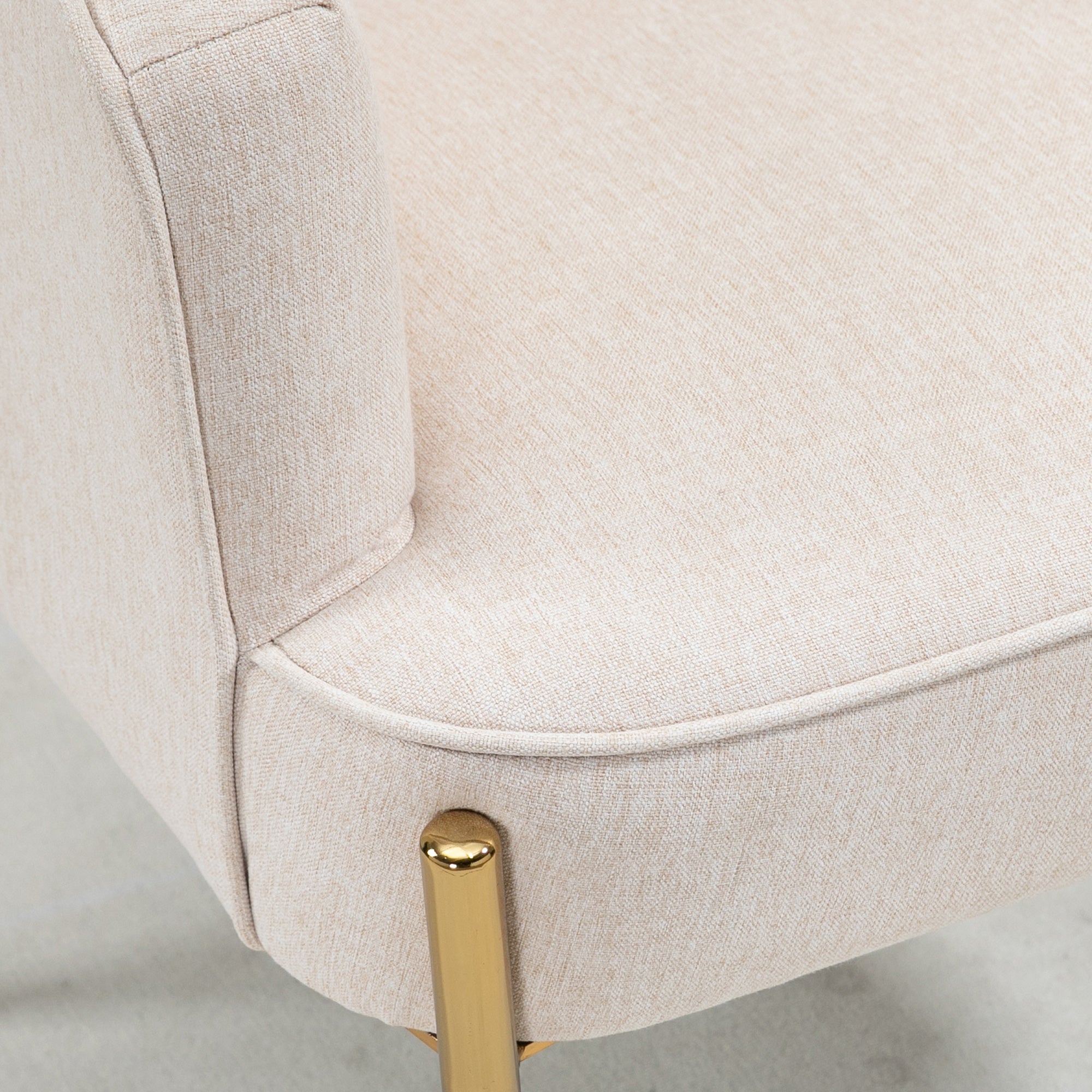HOMCOM Accent Chair, Living Room Armchair, Vanity Chair with Gold Plating Metal Legs and Soft Padded Seat for Bedroom and Caf\'c3\'a9, Set of 2, White