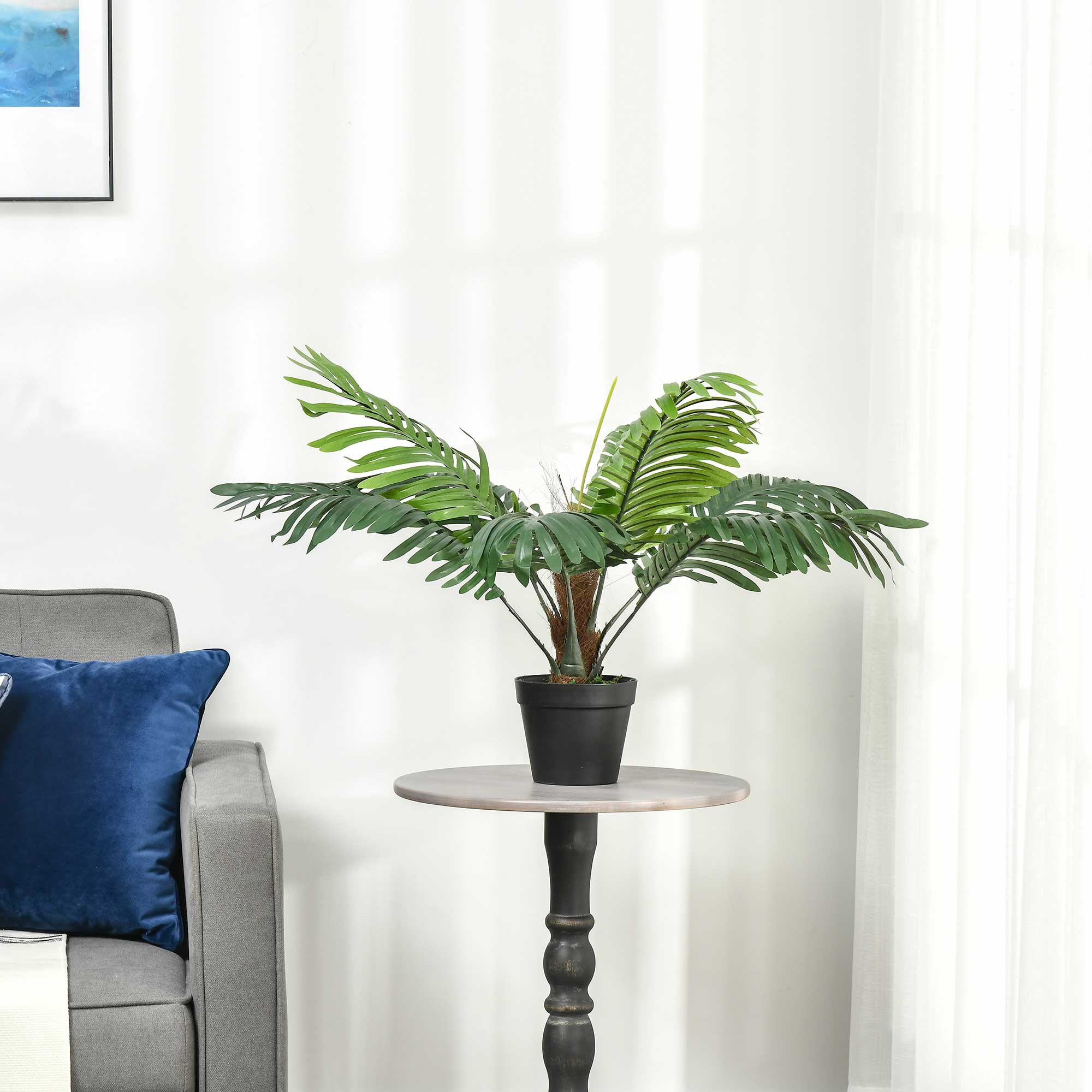 Outsunny 2 Pack 60cm Artificial Palm Tree Decorative Plant with Nursery Pot, Fake Tropical Tree for Indoor Outdoor D\'c3\'a9cor