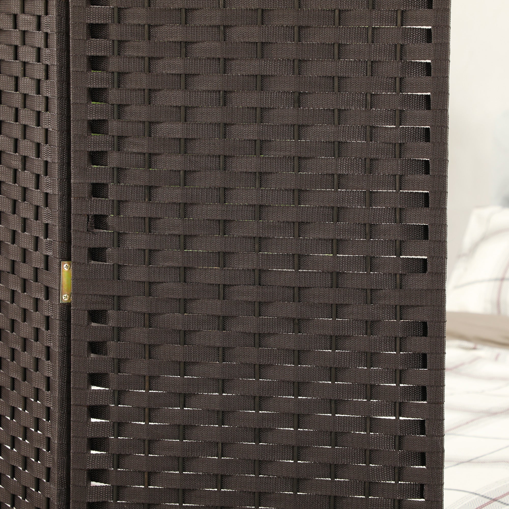 HOMCOM 4 Panel Folding Room Divider, Freestanding Privacy Screen for Living Room, Bedroom and Office, 160 x 170cm, Brown