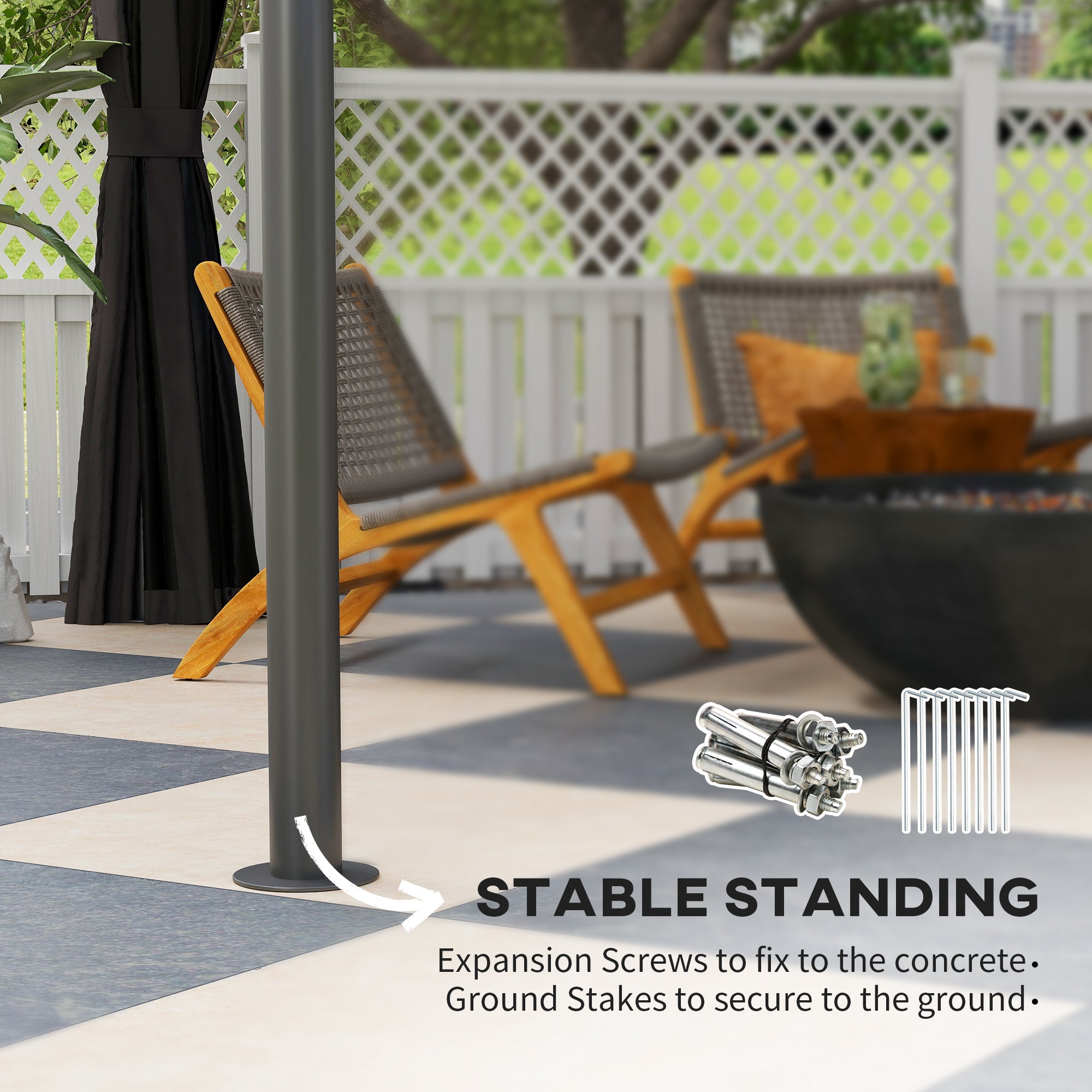 Outsunny 3 x 3 (m) Outdoor Polycarbonate Gazebo, Double\'c2\'a0Roof Hard Top Gazebo with\'c2\'a0Galvanised Steel Frame, Nettings\'c2\'a0&\'c2\'a0Curtains for Garden, Lawn, Patio and Deck, Dark Grey