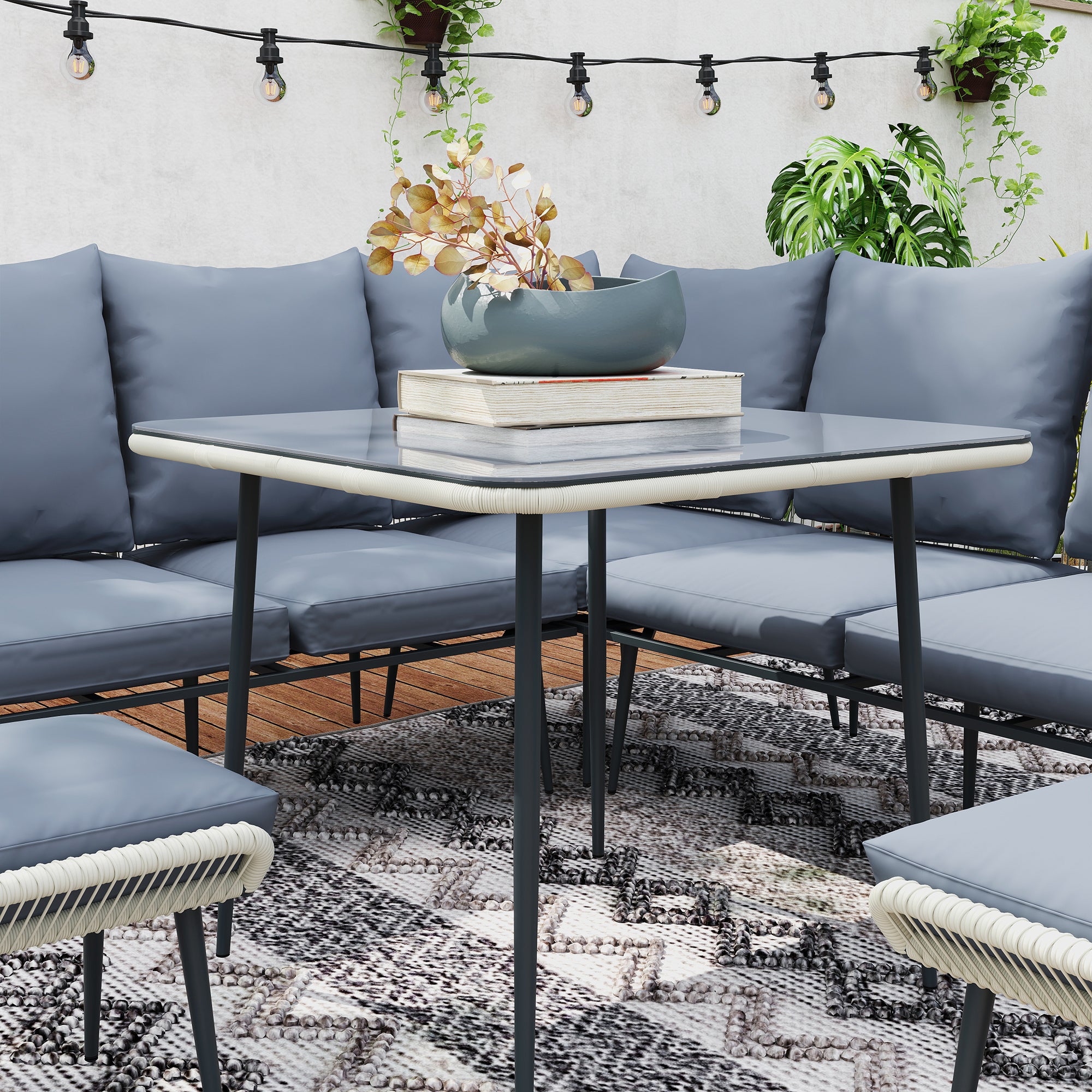 Outsunny Six-Piece Rattan Strong Garden Sofa Set - Grey