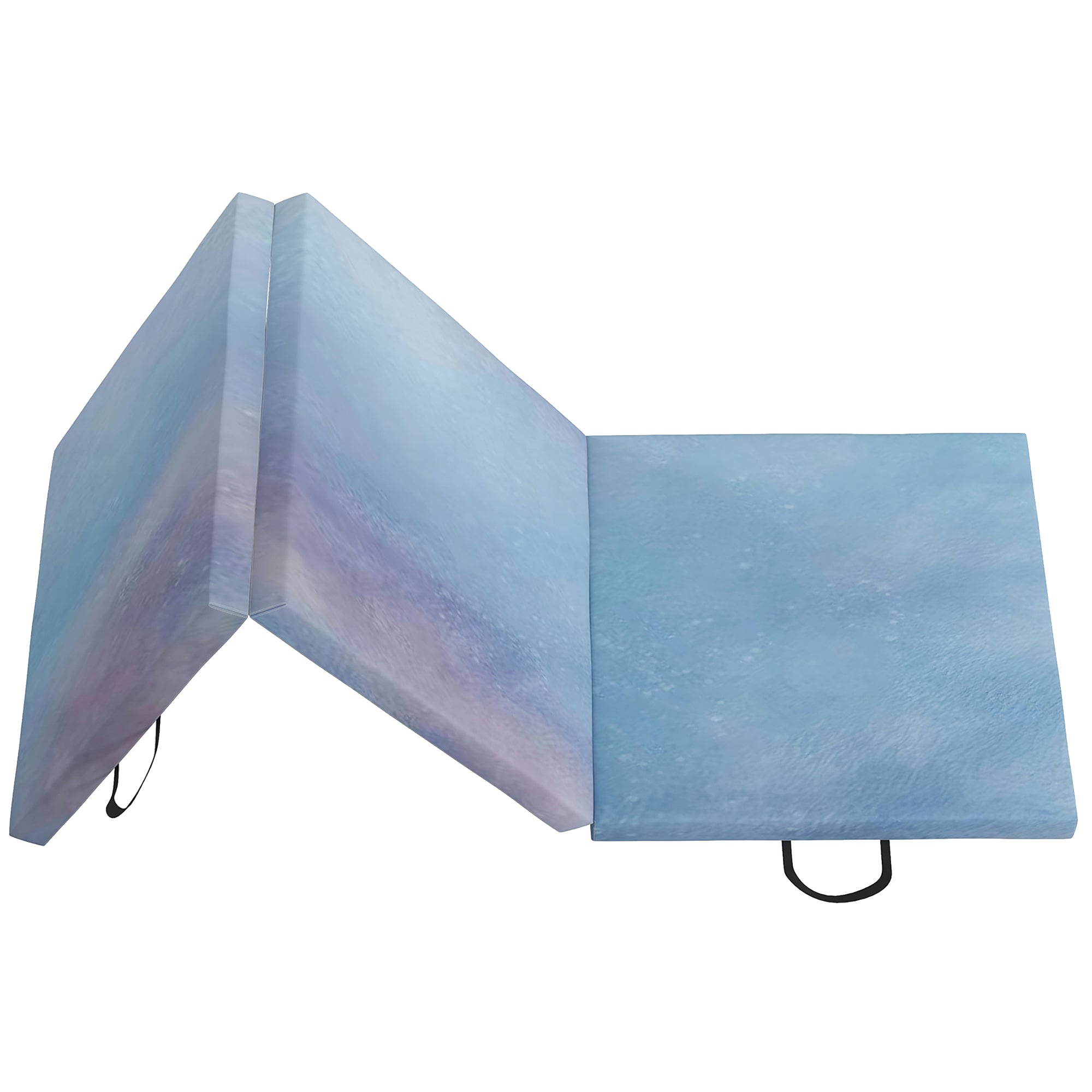 HOMCOM 6FT Foldable Gymnastics Mat, Tri-Fold 2" Thick Crash Mat with Carry Strap Handles for Home Training, Sky Blue