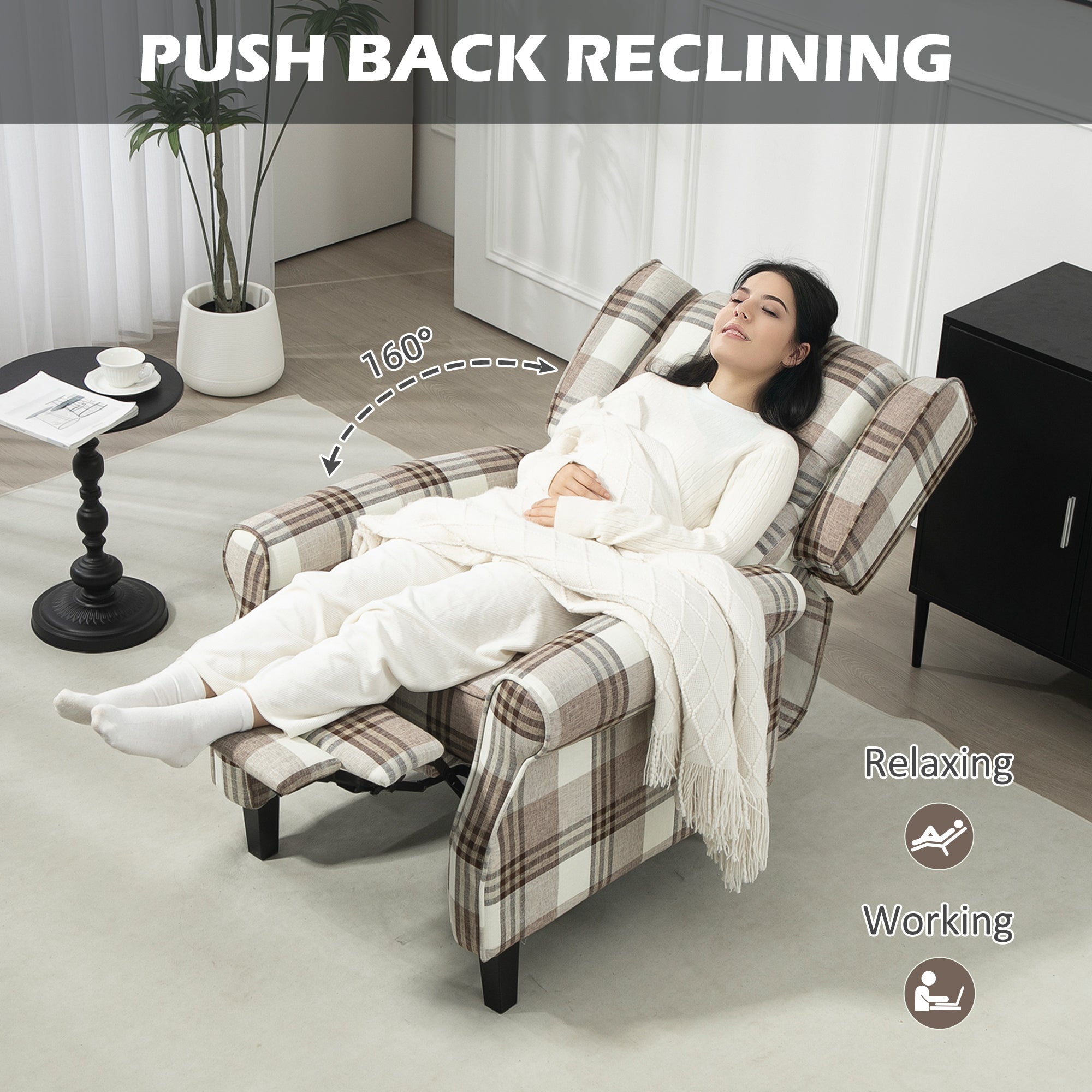 HOMCOM 160\'c2\'b0 Reclining Armchair, with Footrest - Brown