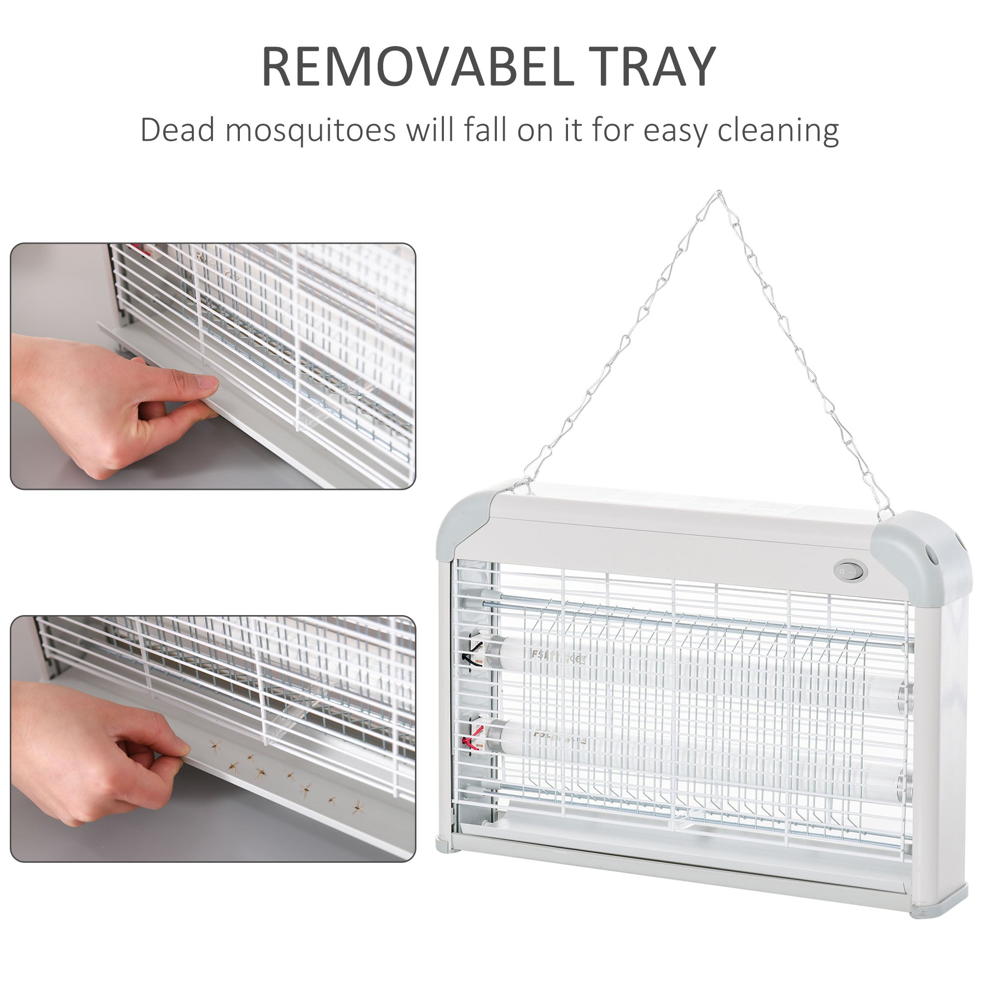 Outsunny Free Standing Wall Hanging 20W Electric Fly Mosquito Killer Electric Fly Zapper, Bug Zapper, Insect Killer, Grey