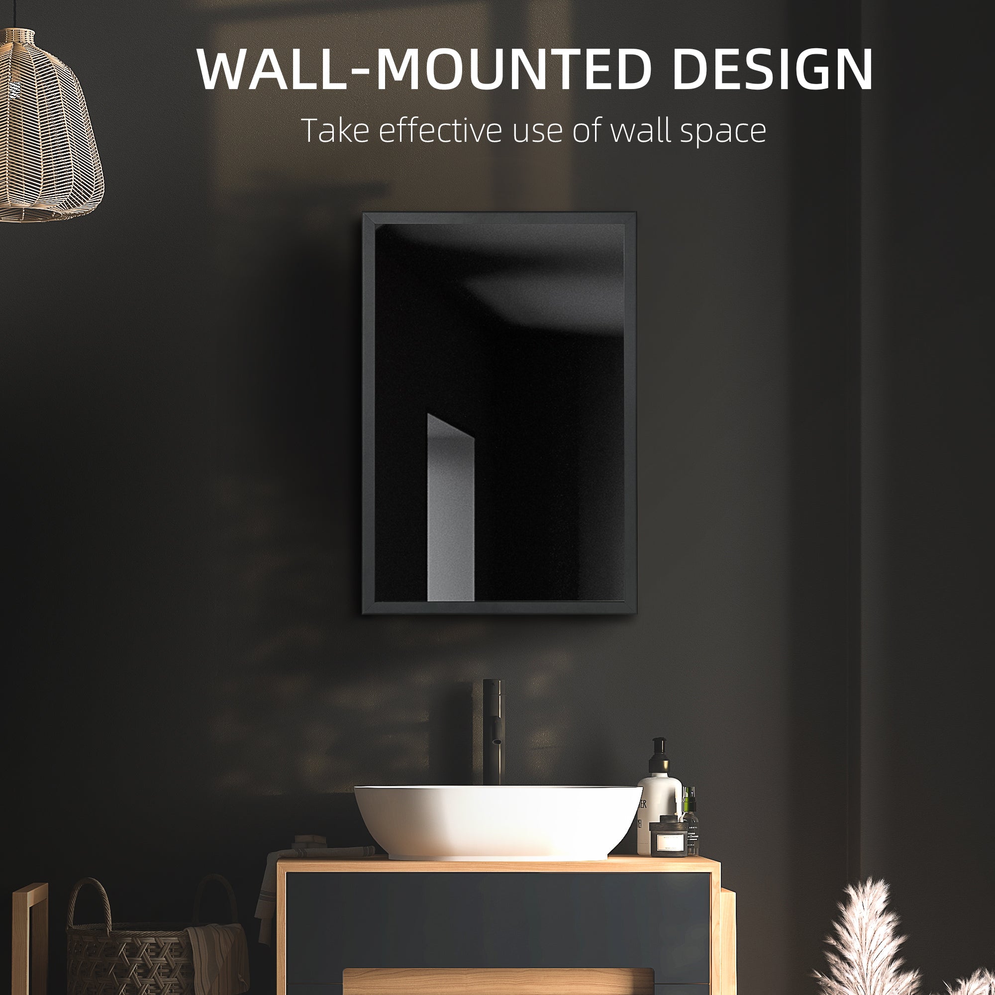 kleankin Bathroom Cabinet with Mirror, Wall Mounted Bathroom Mirror Cabinet with Storage Shelves, 40 x 12 x 60 cm, Black