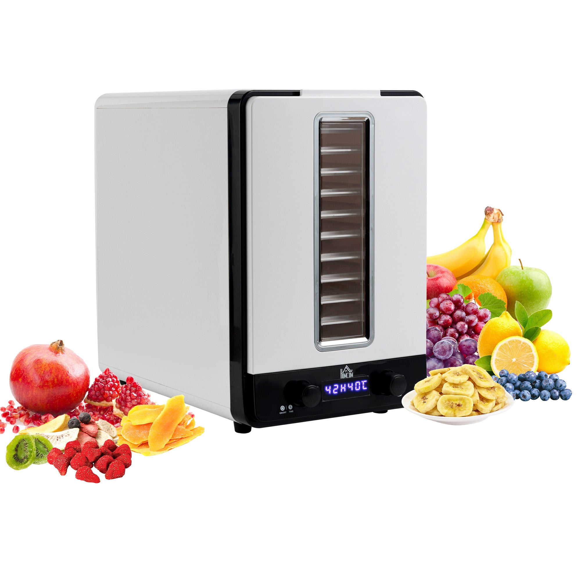 HOMCOM 11-Tray Food Dehydrator, 40-70\'e2\'84\'83 Temperature and Timer