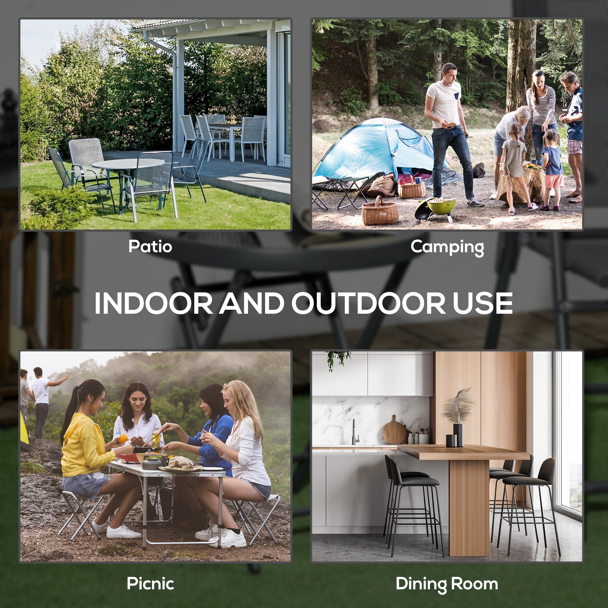 Outsunny \'ce\'a645cm Garden Side Table, Outdoor Round Folding Patio Table with Imitation Marble Glass Top, Small Coffee Table, Black