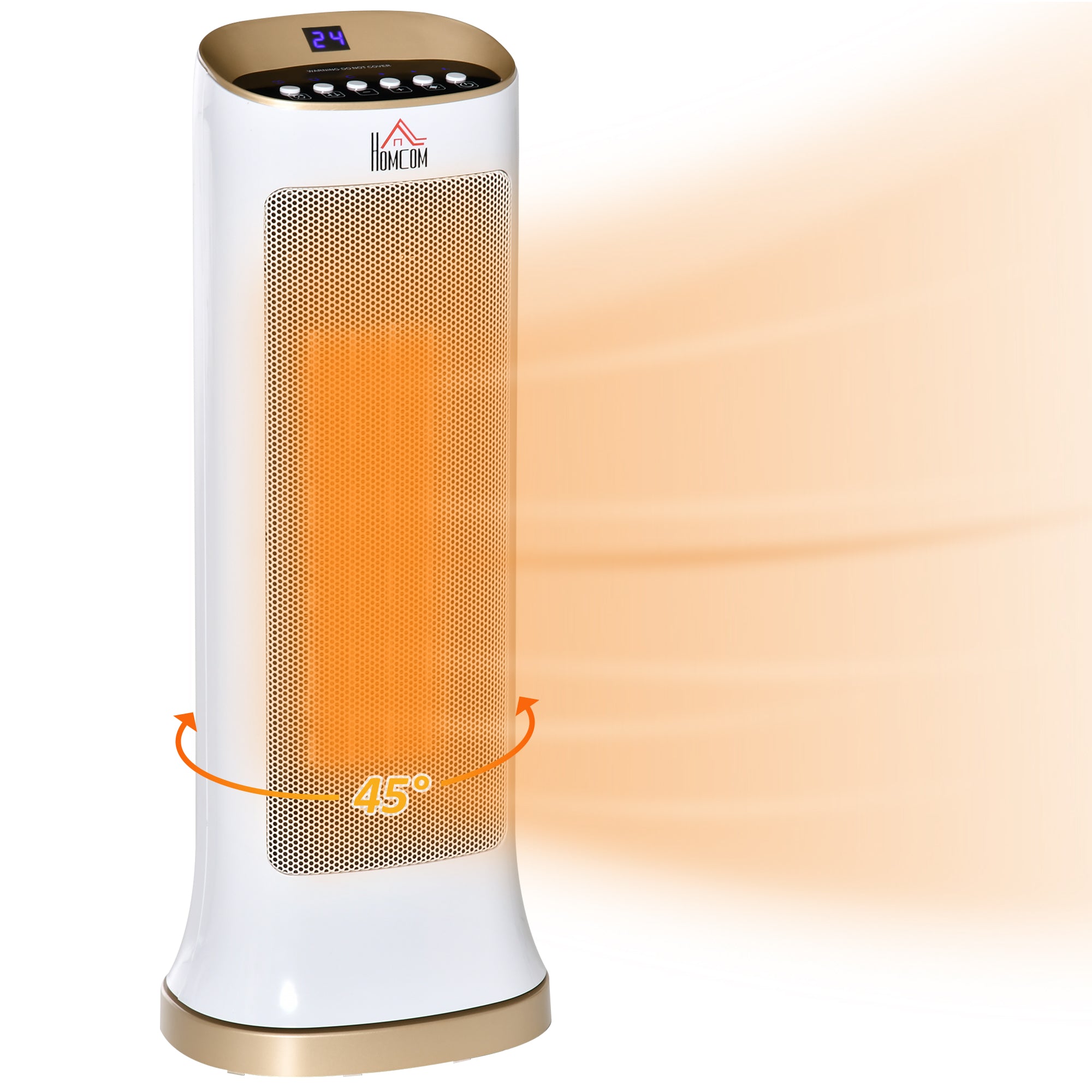 HOMCOM 2000W Electric Heater, PTC Ceramic Portable Fan Heater with Overheating & Tip-Over Protection, 45° Oscillating Energy Efficient Electric Heater for Home, Office, Study, Bedroom