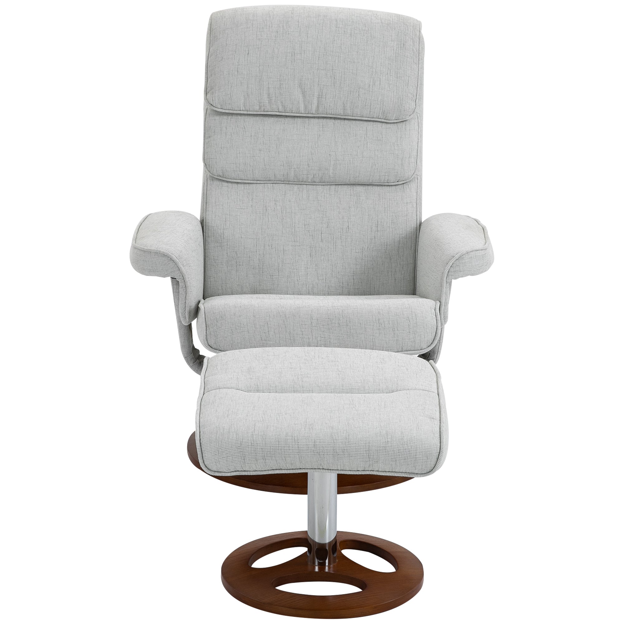 HOMCOM Recliner Chair Ottoman Set 360\'c2\'b0 Swivel Sofa Stool Modern Soft Thick Padding Wood Base Grey