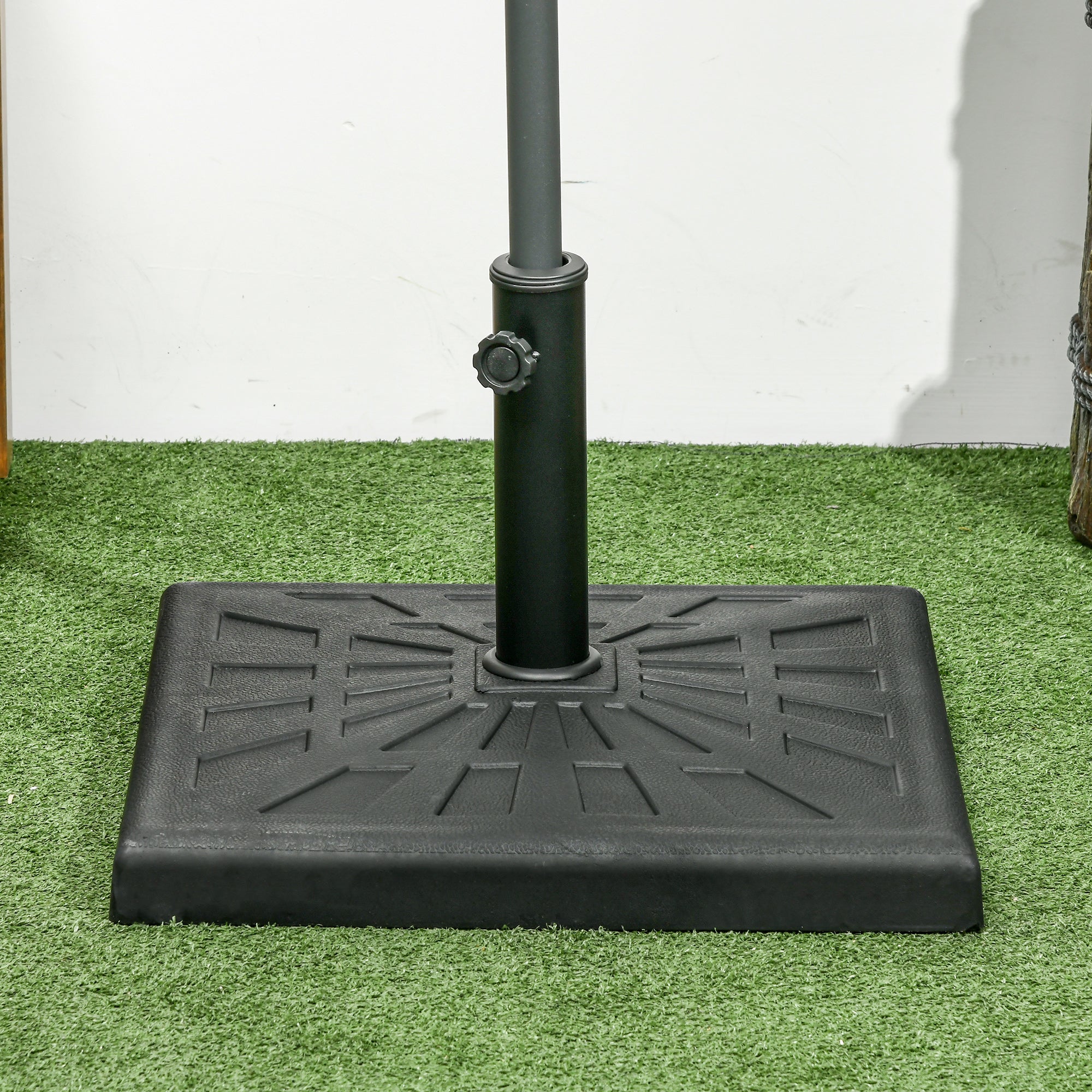 Outsunny 19kg Resin Garden Parasol Base Holder, Square Outdoor Market Umbrella Stand Weight for Poles of \'ce\'a632mm, \'ce\'a638mm, and \'ce\'a648mm, Black