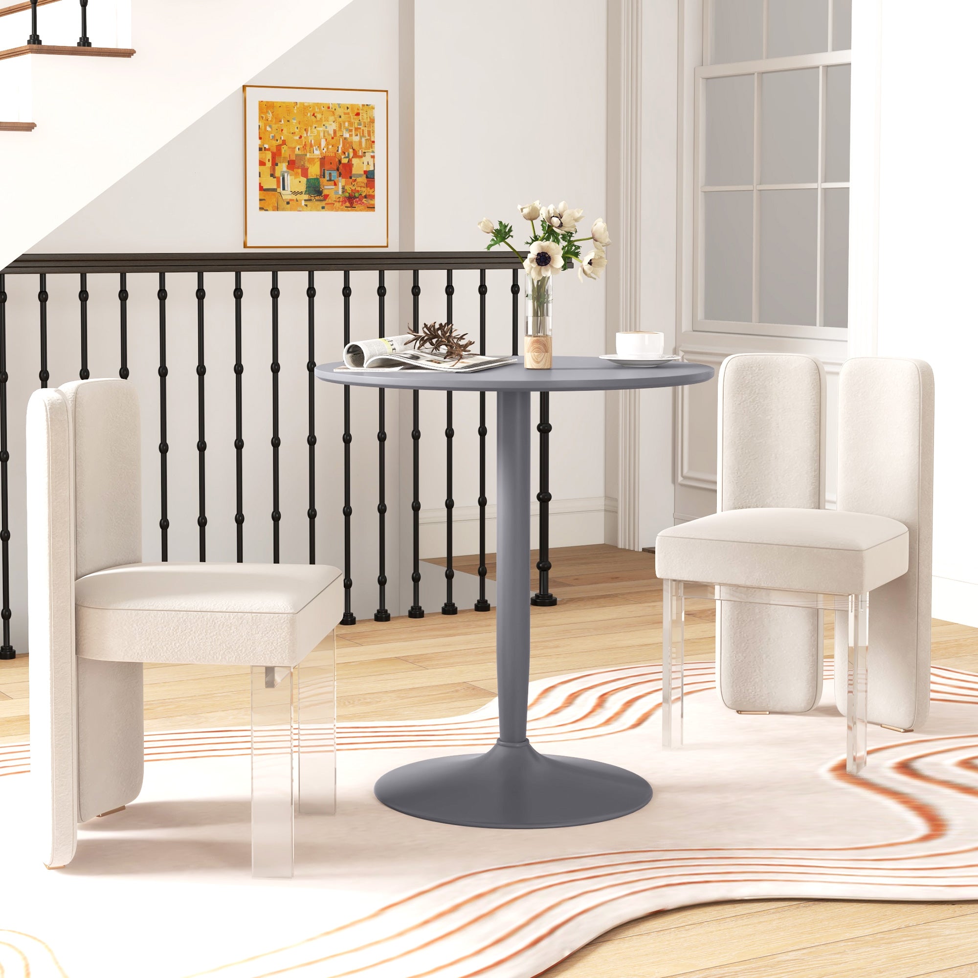 HOMCOM 75H x \'ce\'a670cm Two-Person Minimalistic Dining Table - Grey
