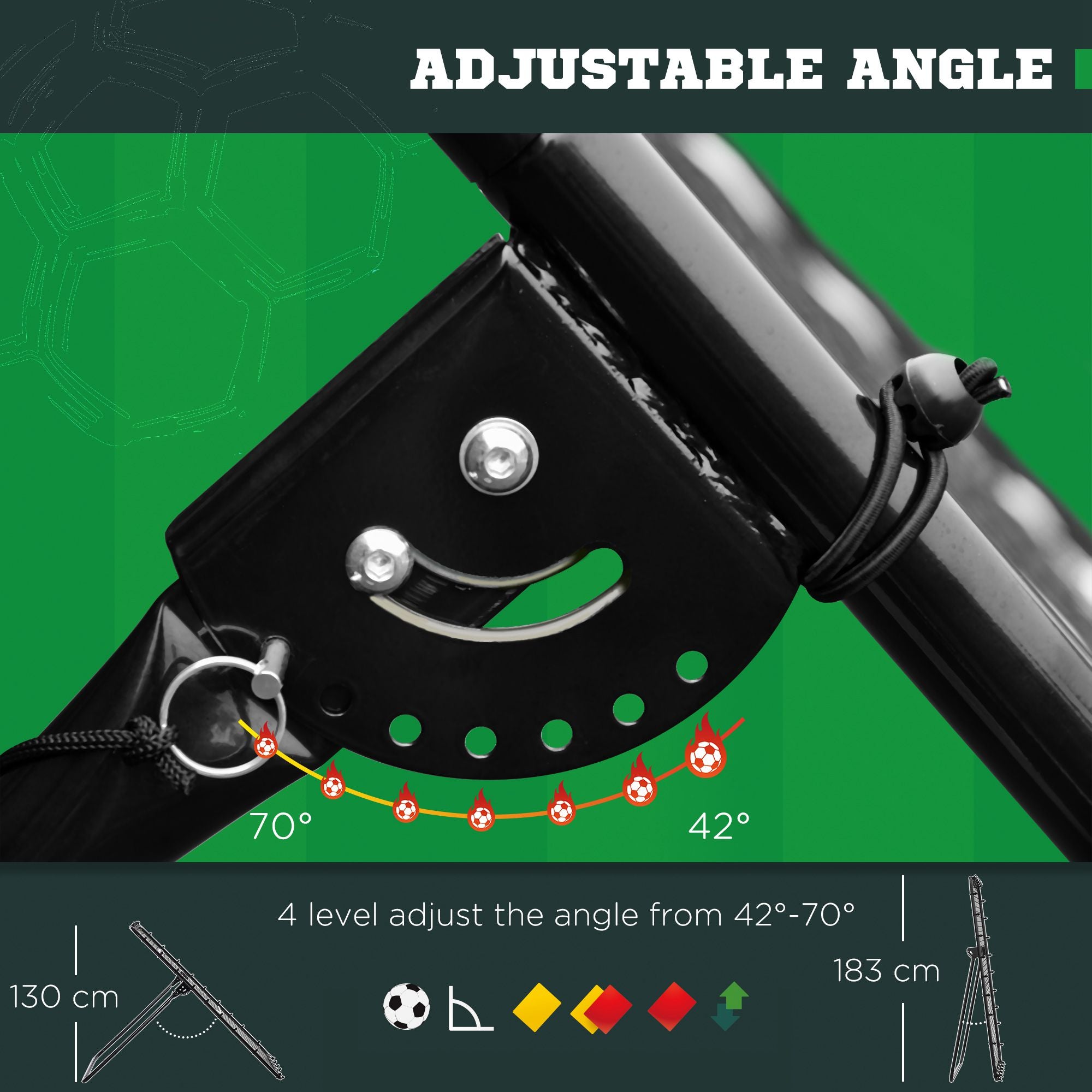 HOMCOM Foldable Football Rebounder Net, with Adjustable Angles - Black