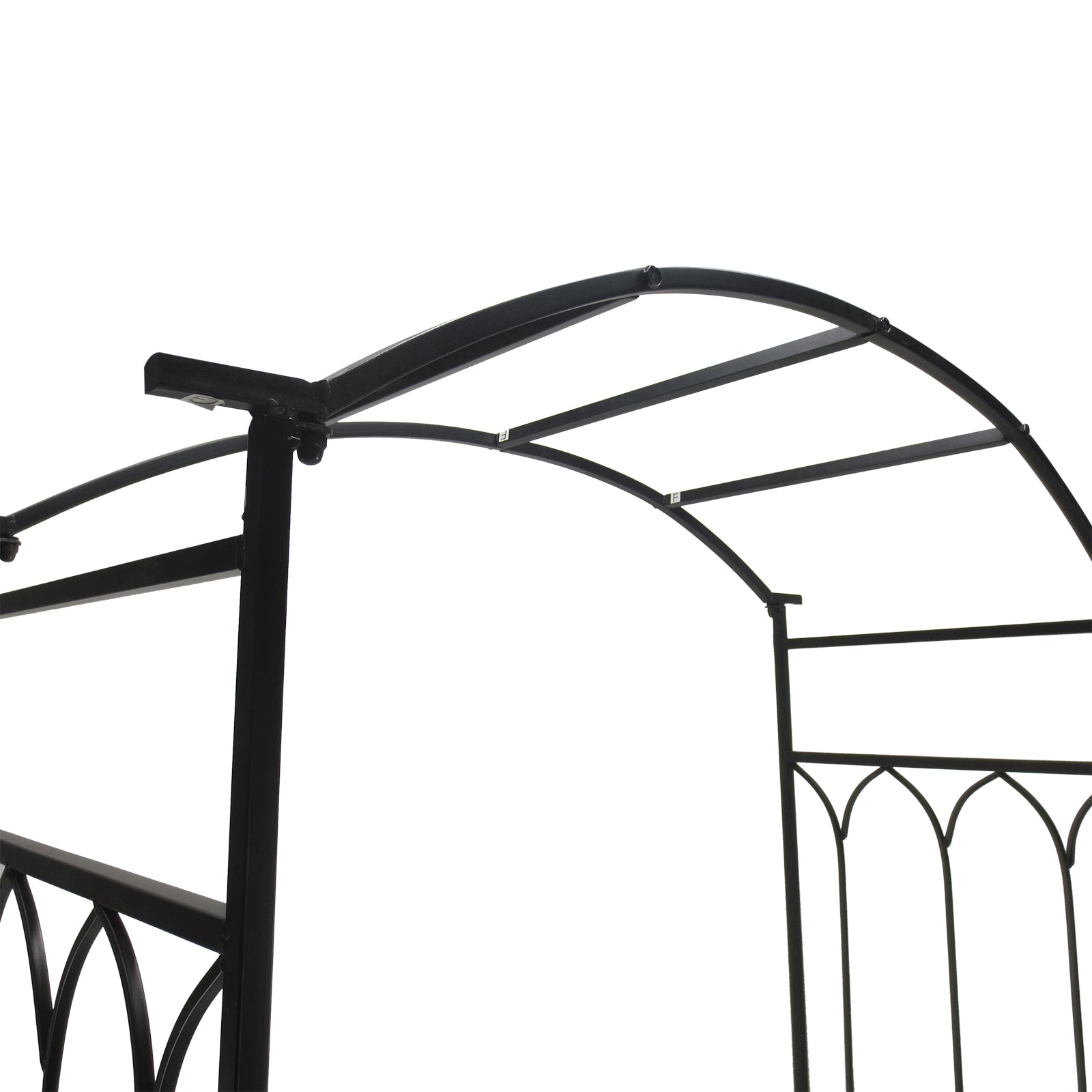 Outsunny Garden Metal Frame Bench W/Arch for Various Climbing Plant, 115Lx50Wx203H cm-Black
