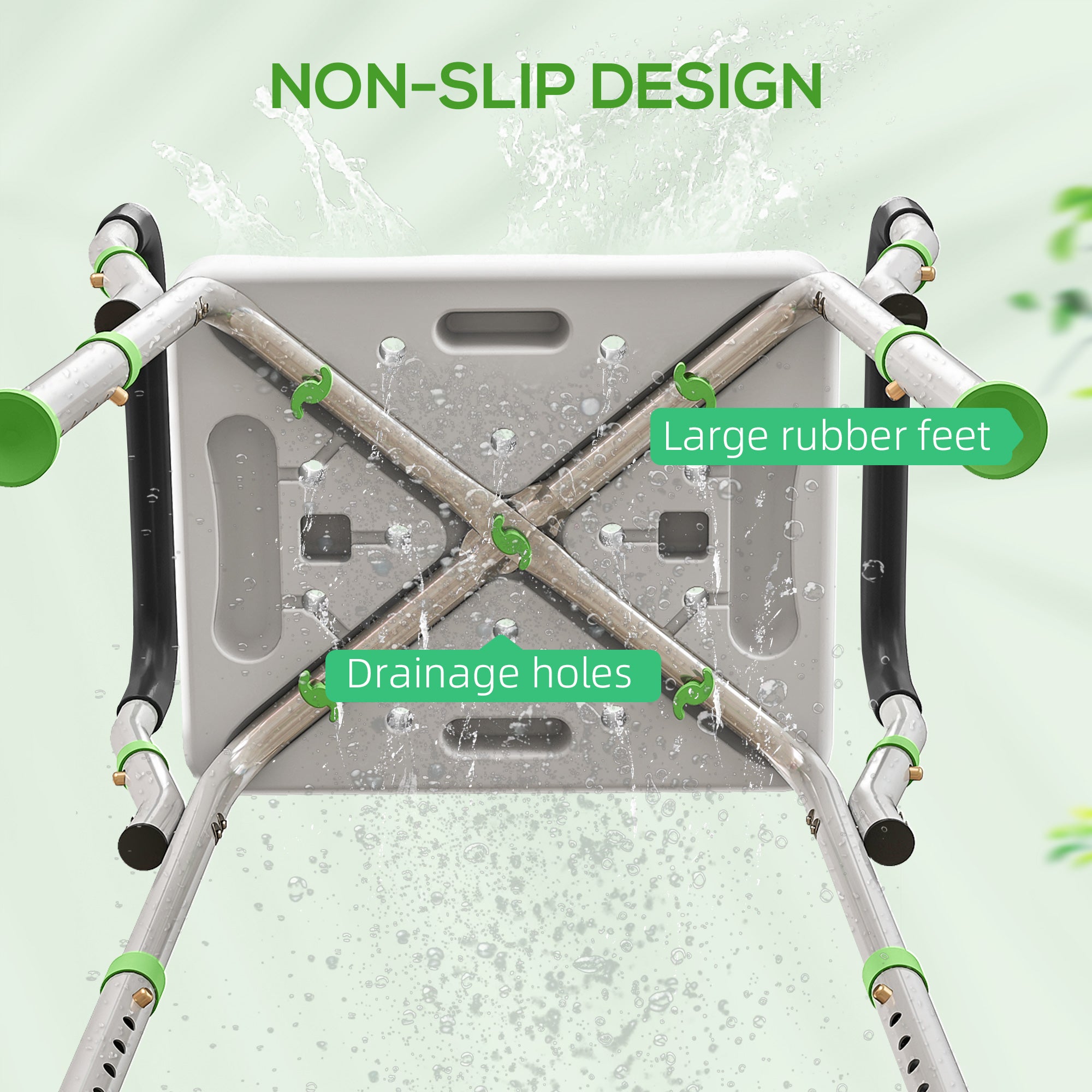 HOMCOM 57-69cm Aluminium Frame Bath Seat