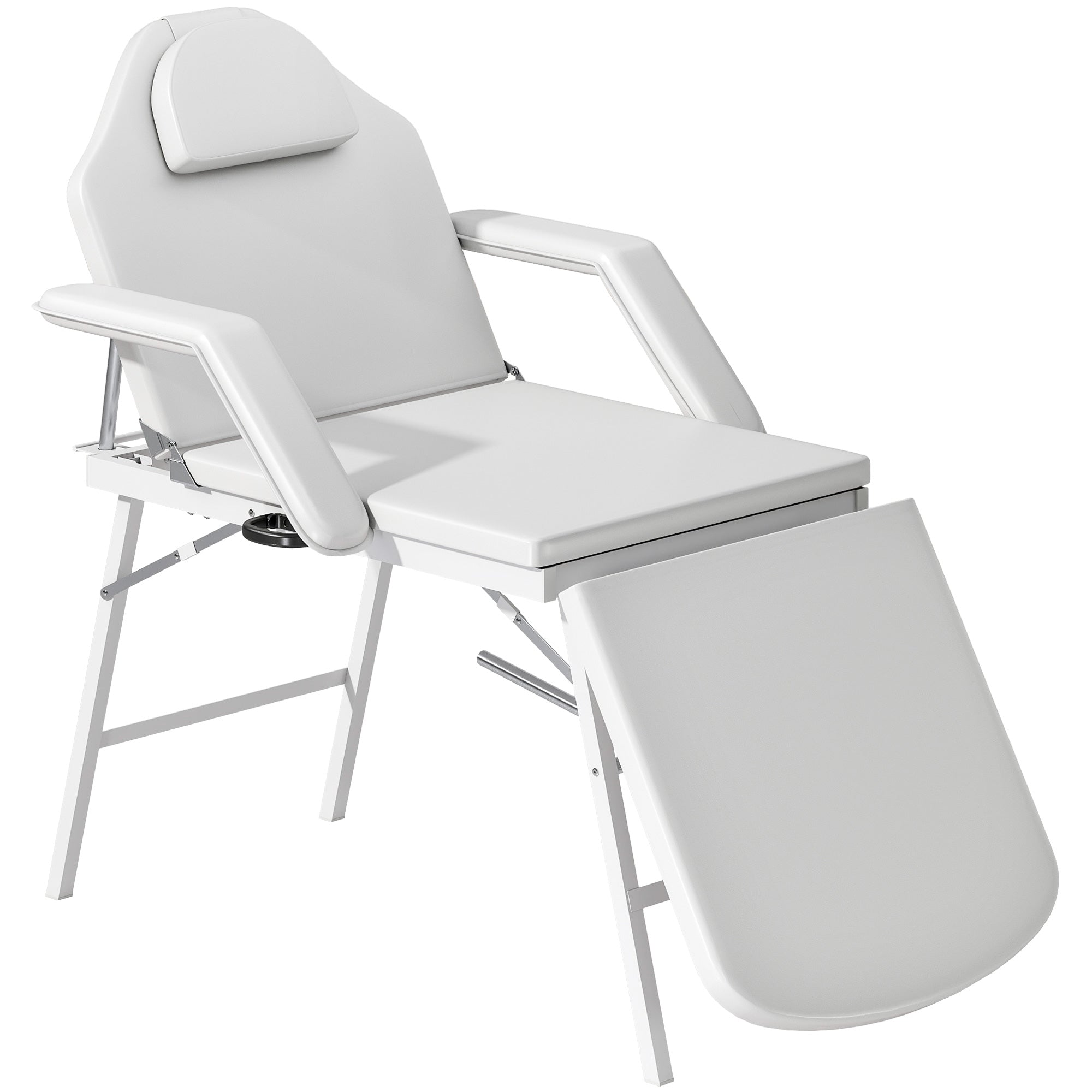 HOMCOM Portable Massage Table, 3 Section Adjustable Beauty Bed, Foldable Massage Bed with Face Hole, Recliner Chair with Removable Headrest and Armrests for Spa, Lash, Tattoo, White