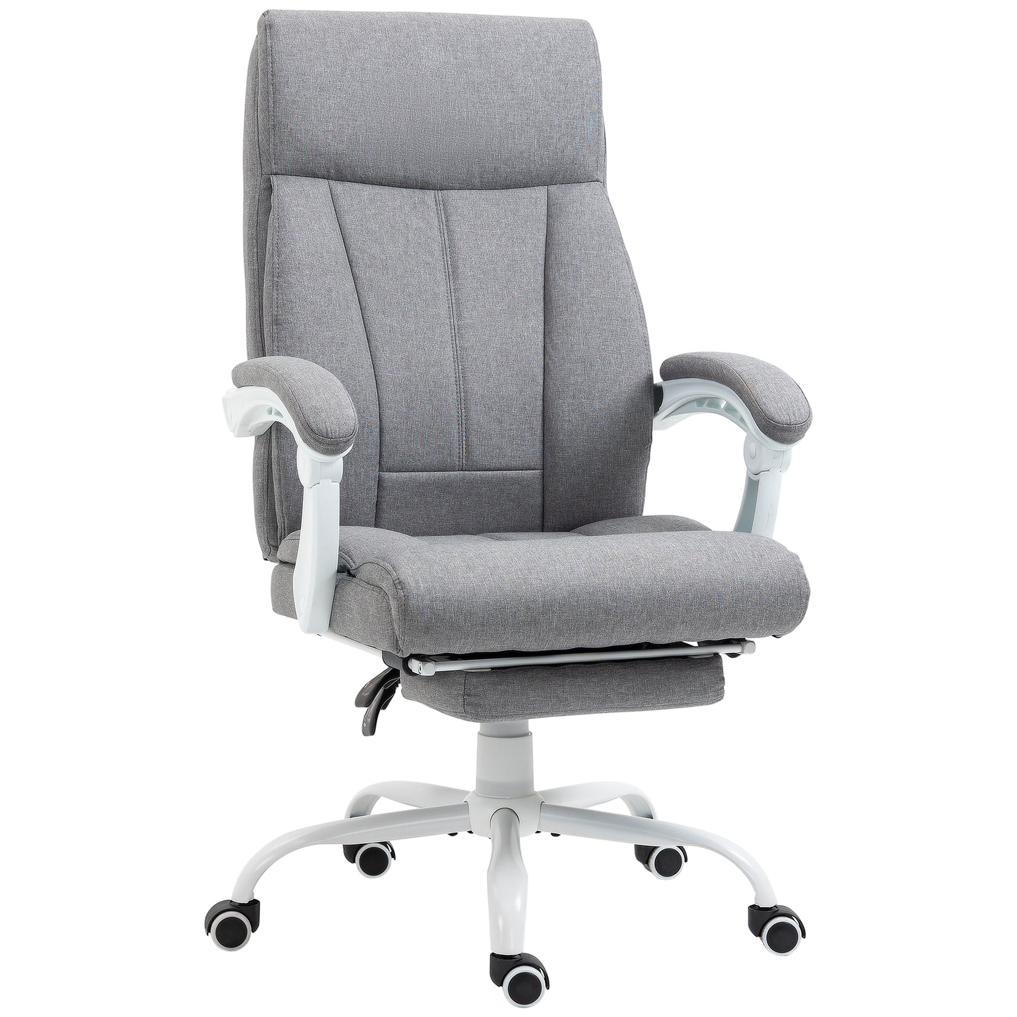 Vinsetto Office Chair, Ergonomic Desk Chair, Fabric Work Study Chair with 155\'c2\'b0 Reclining Back and Footrest, Adjustable Height and Swivel Wheels, Grey