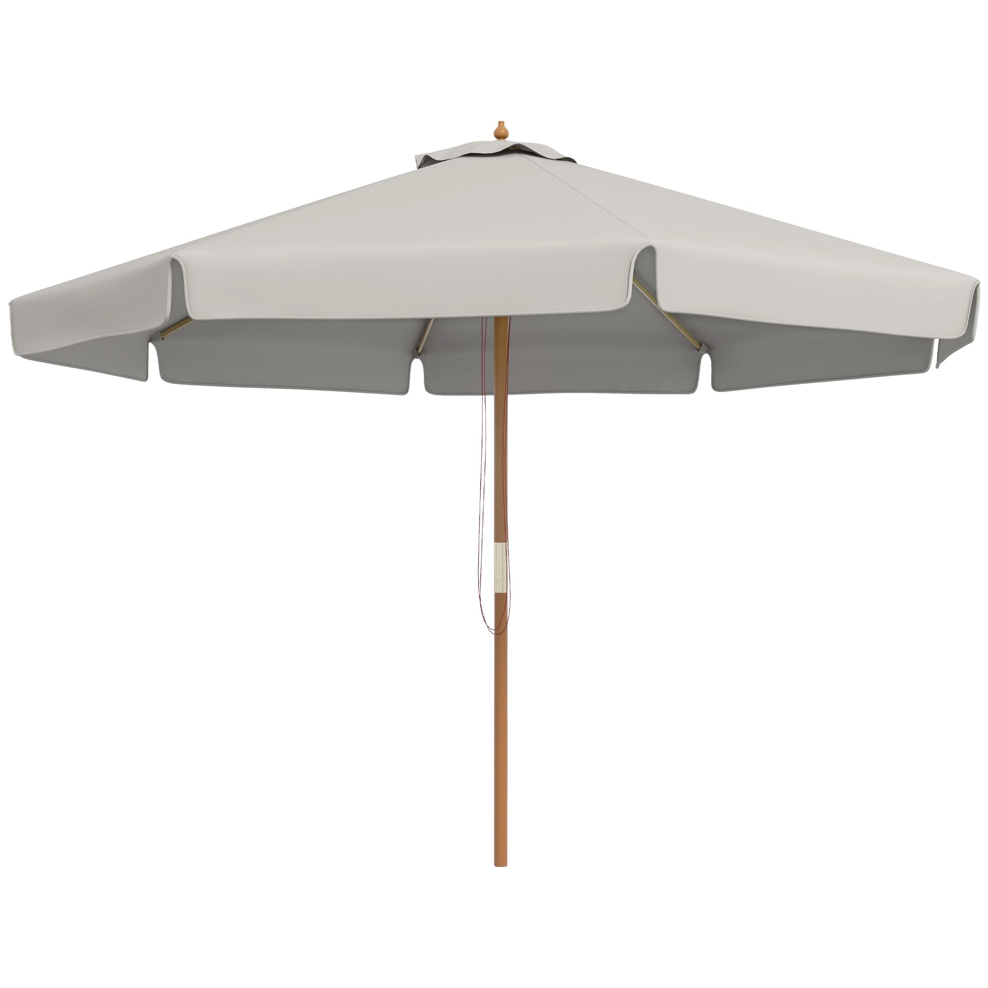 Outsunny 3.3(m) Garden Parasol Umbrella, Outdoor Sun Shade Canopy with 8 Bamboo Ribs, Ruffles and Wood Pole, Grey