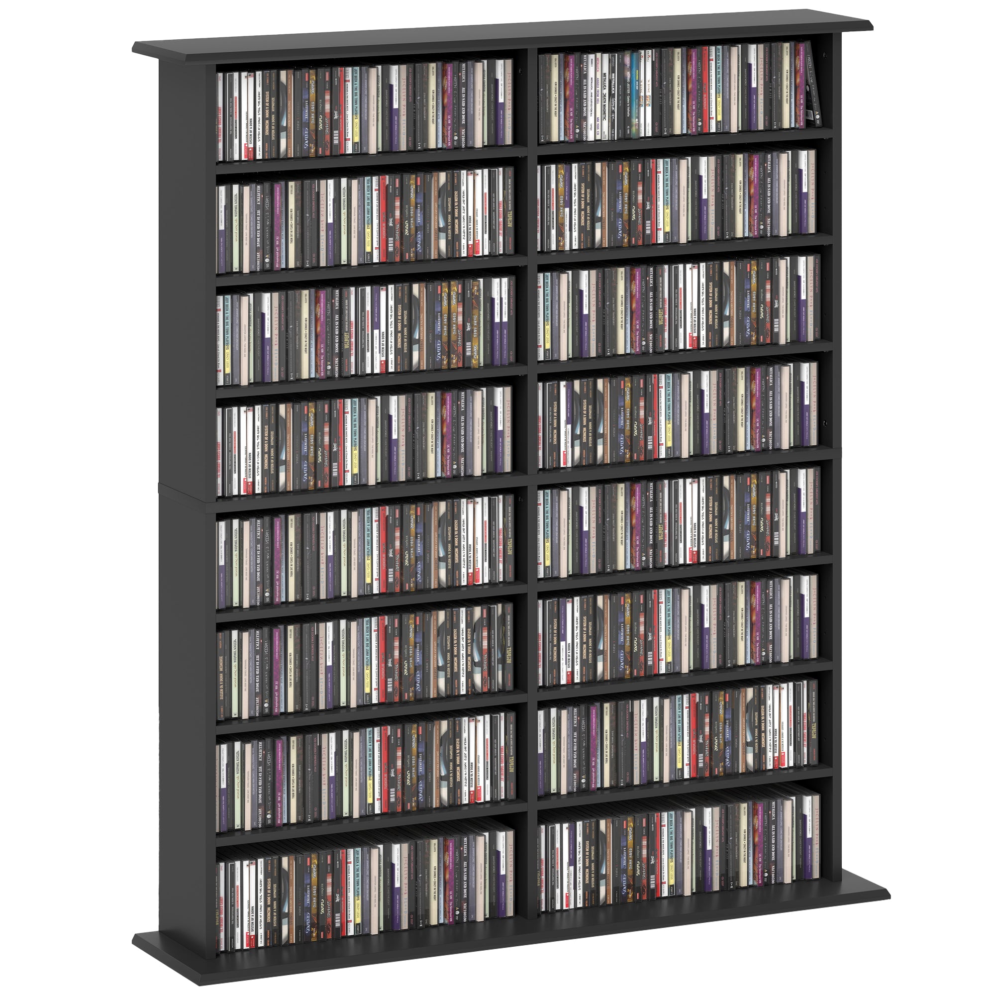 HOMCOM 16-Compartment Media Shelf - Black