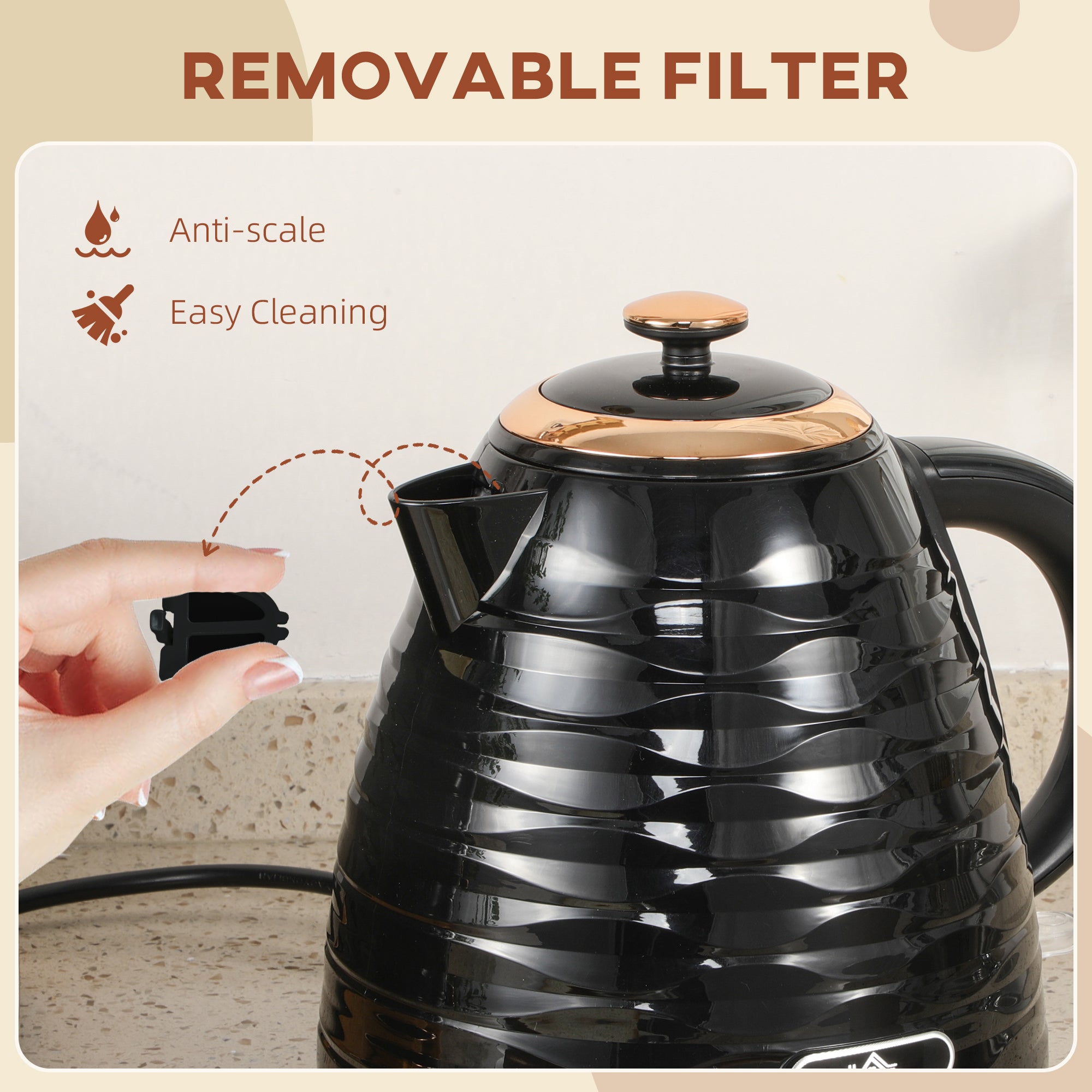 HOMCOM 3kW Rapid Boil Honeycomb Kettle - Black