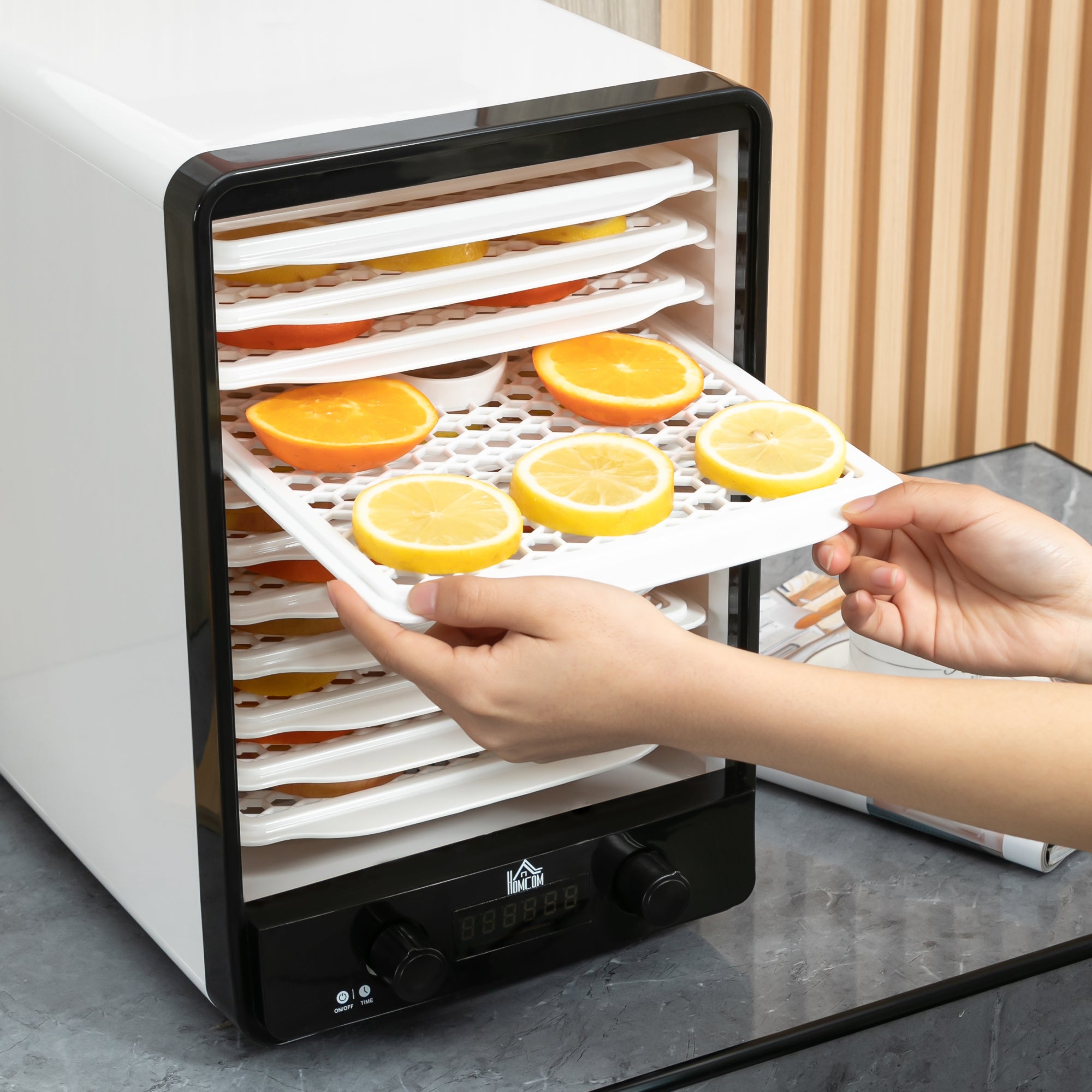 HOMCOM 11-Tray Food Dehydrator, 40-70\'e2\'84\'83 Temperature and Timer