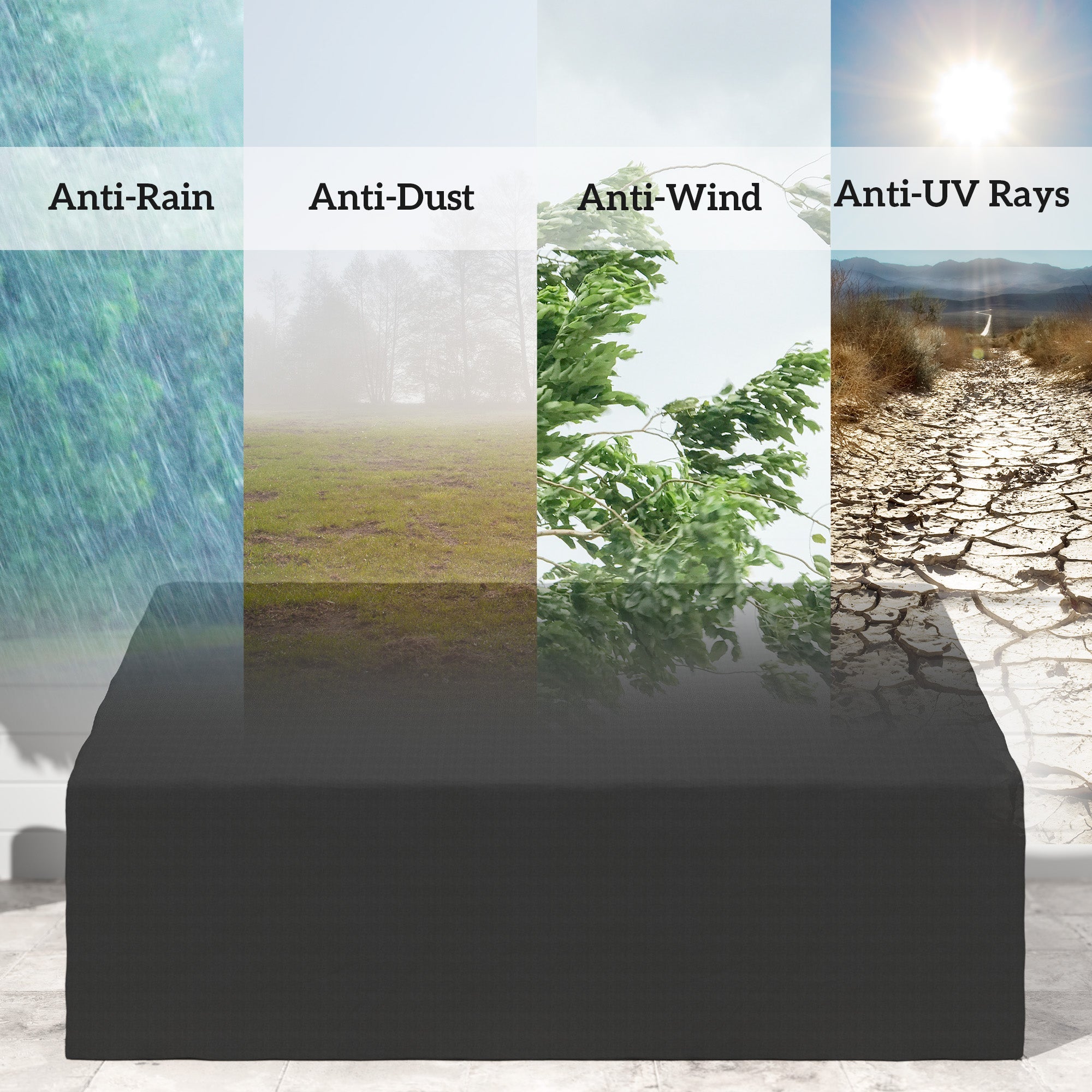 Outsunny 600D Oxford Cloth Furniture Cover, 3 Seater Sofa Protector for Garden Patio, Outdoor, Waterproof, Black, 218 x 111 x 63-101 cm