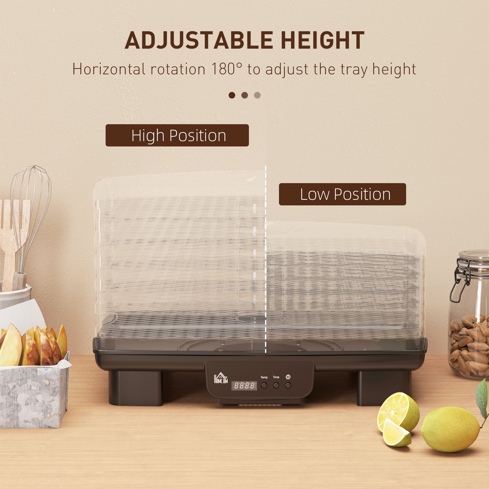 HOMCOM 40-70\'e2\'84\'83 Six-Tray Food Dehydrator - Black