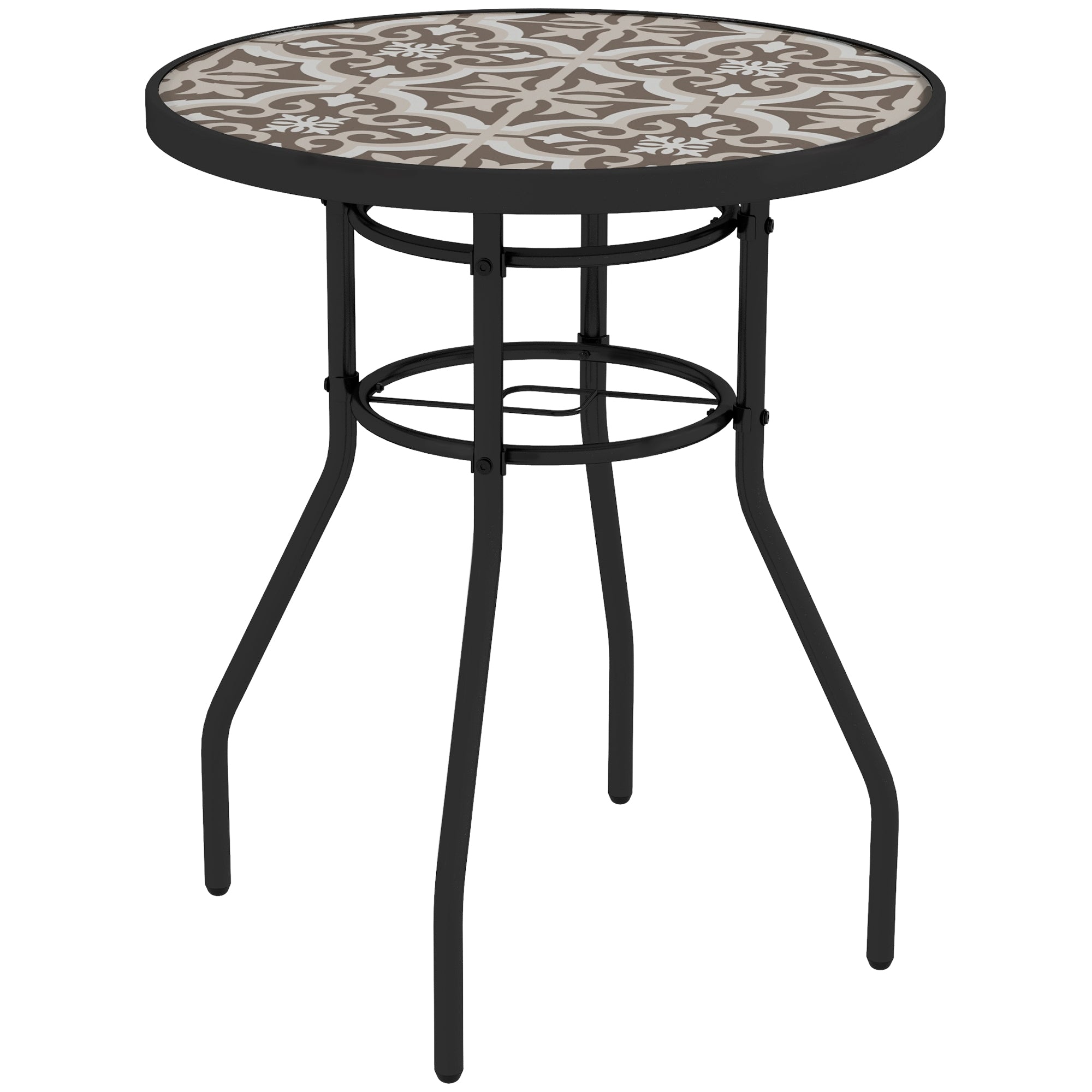 Outsunny \'ce\'a660 Garden Table, with Glass Printed Tabletop - Brown