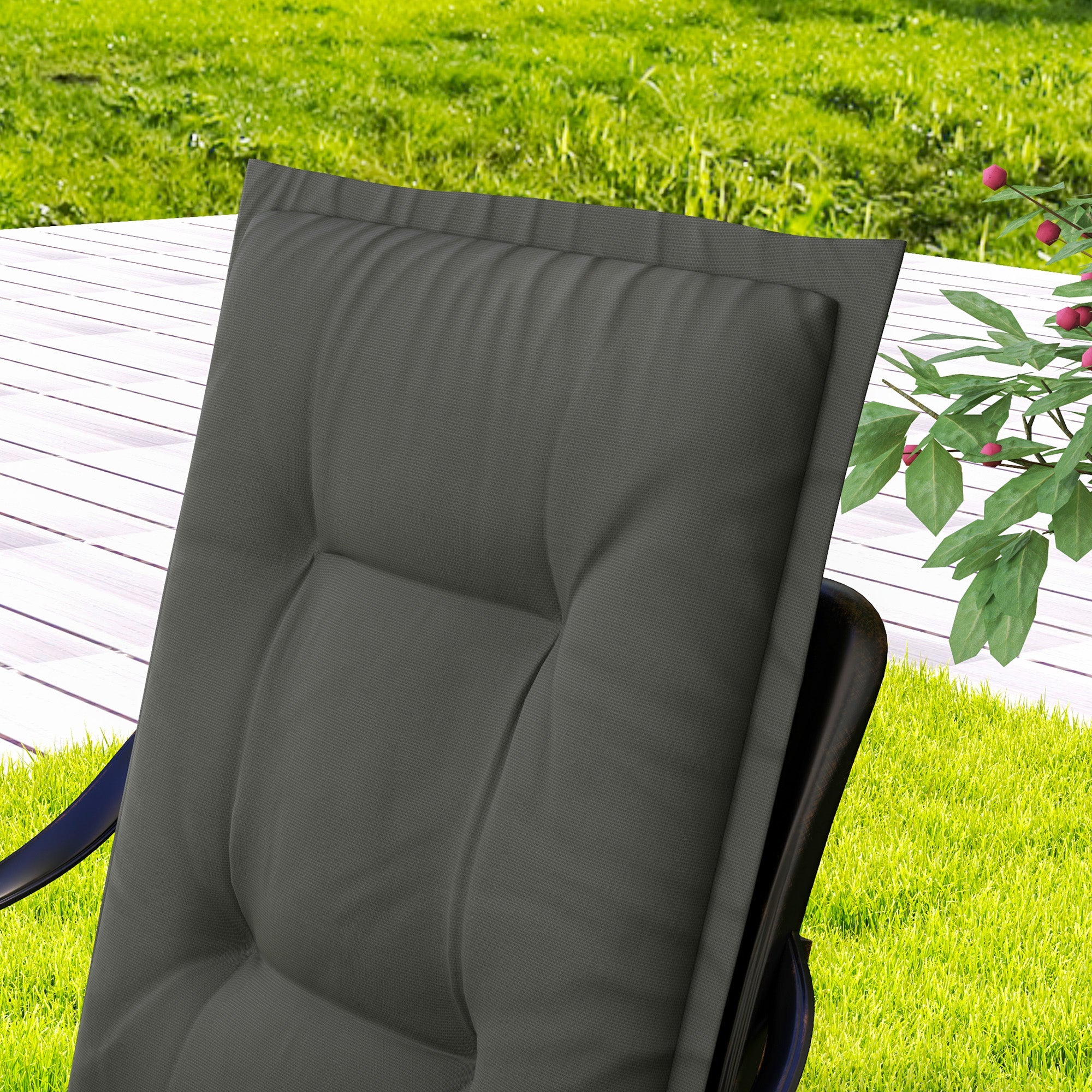 Outsunny Set of Four Padded Garden Seat Cushions - Light Grey