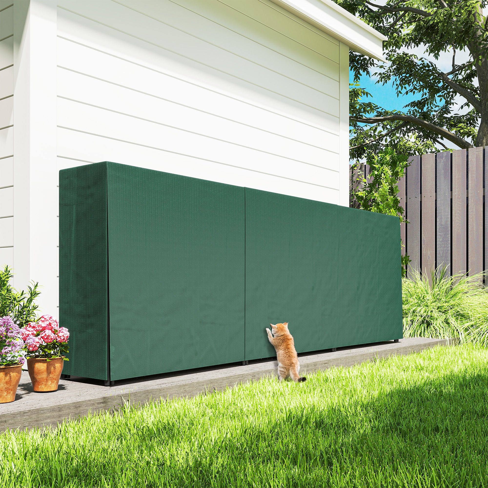 Outsunny Firewood Rack with Waterproof Cover, Heavy Duty Metal Log Store Indoors, Log Storage Holder for Outdoor Indoor Fireplace, 300 x 36 x 99 cm, Dark Green