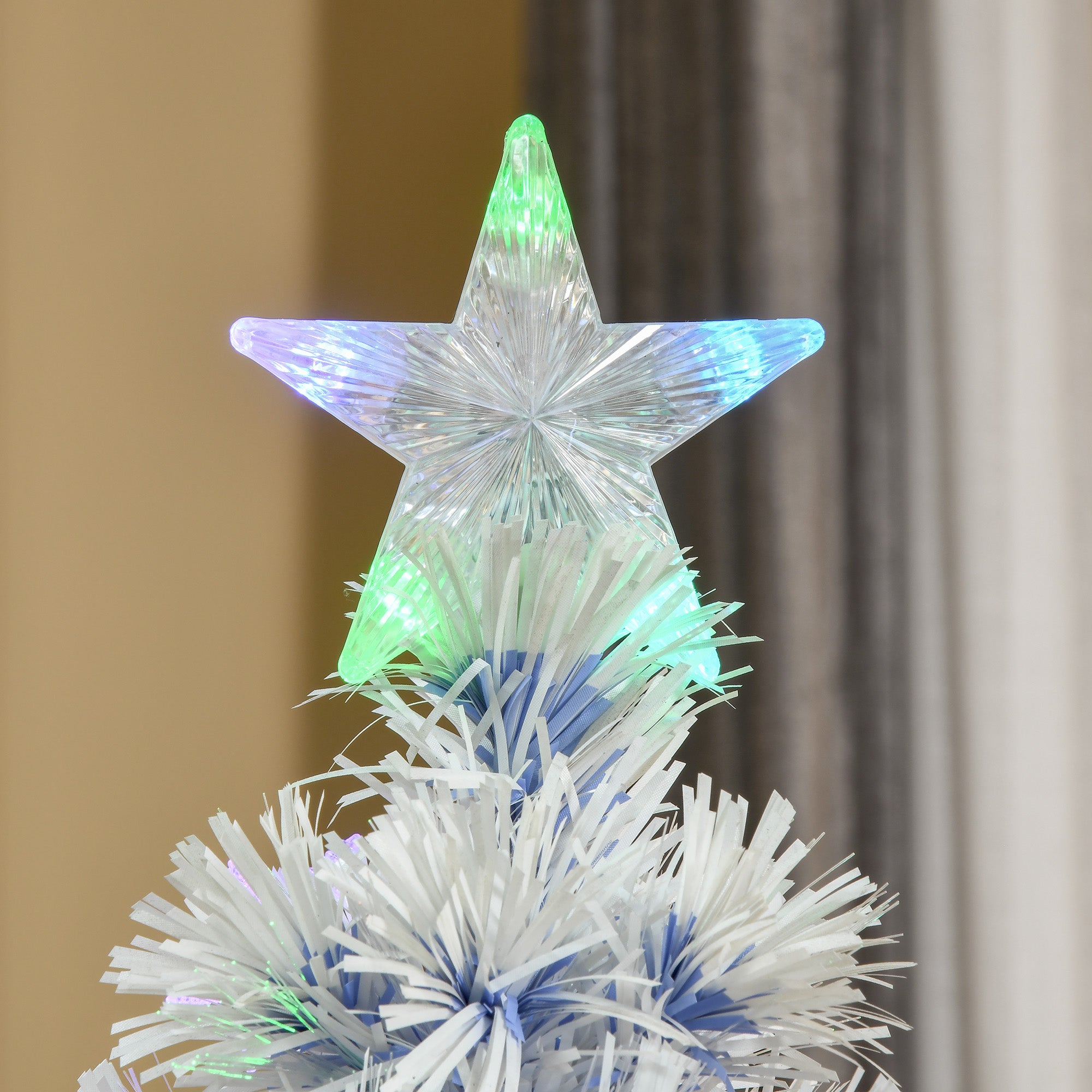 HOMCOM 5FT Artificial Fibre Optic Christmas Tree Seasonal Decoration w/ LED Lights Pre-Lit Easy Store White Blue