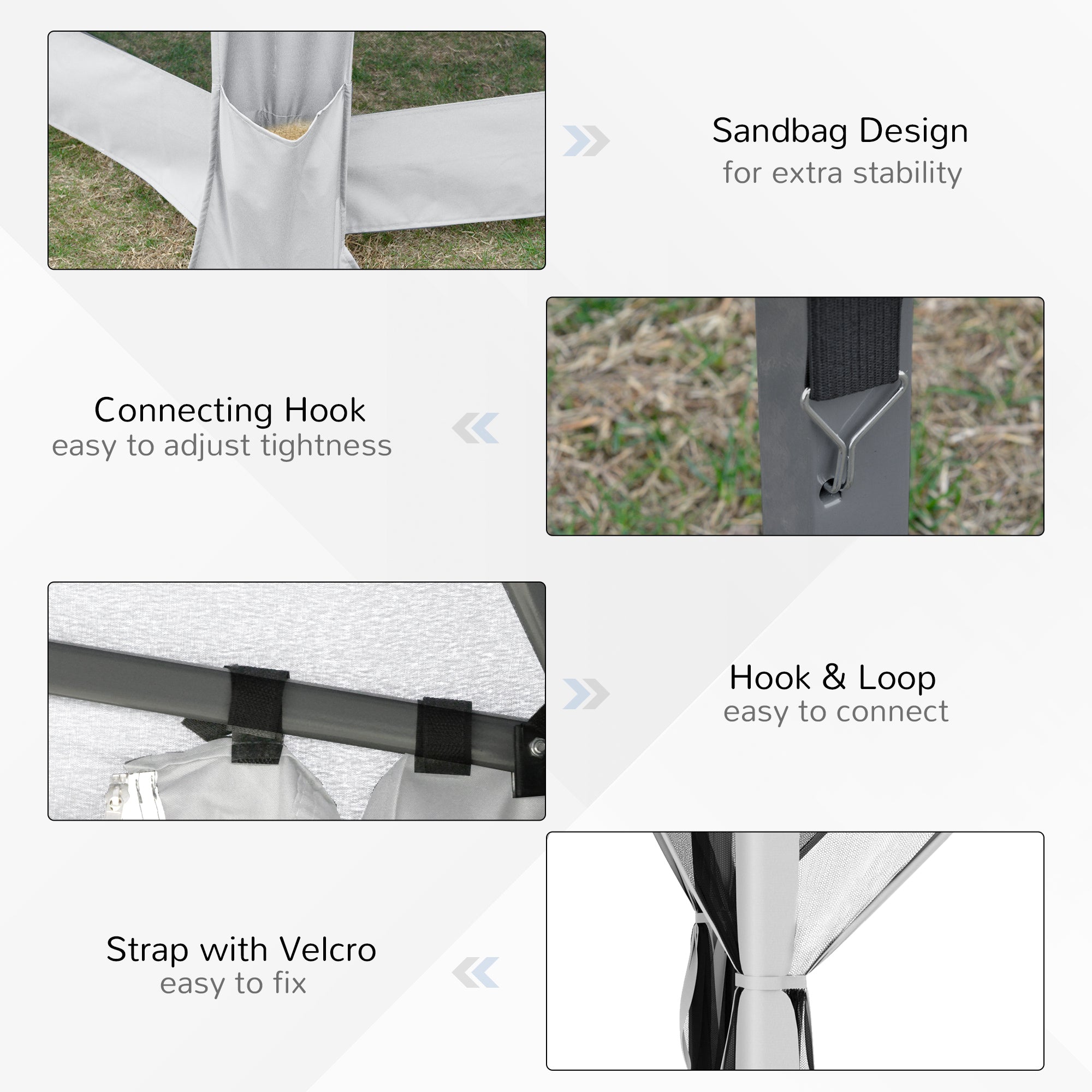 Outsunny 3.2m Pop Up Gazebo Hexagonal Canopy Tent Outdoor Sun Protection with Mesh Sidewalls, Handy Bag, Light Grey