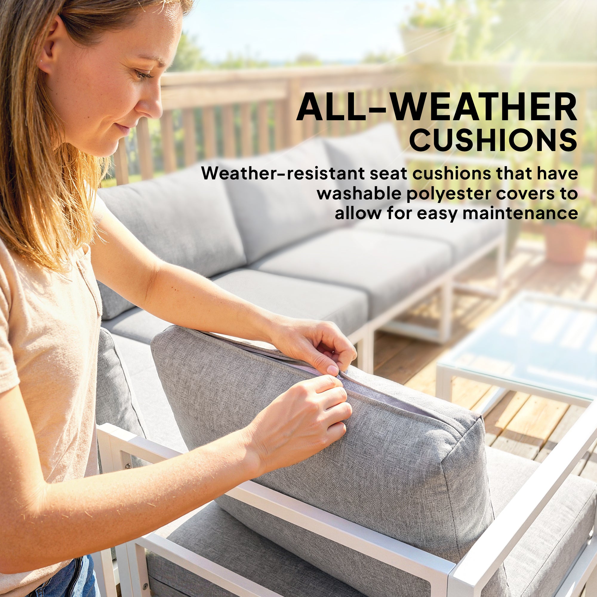 Outsunny 5 Seater Aluminium Garden Furniture Set, Garden Sofa Set with Thick Cushions for Patio and Balcony, Outdoor, Light Grey