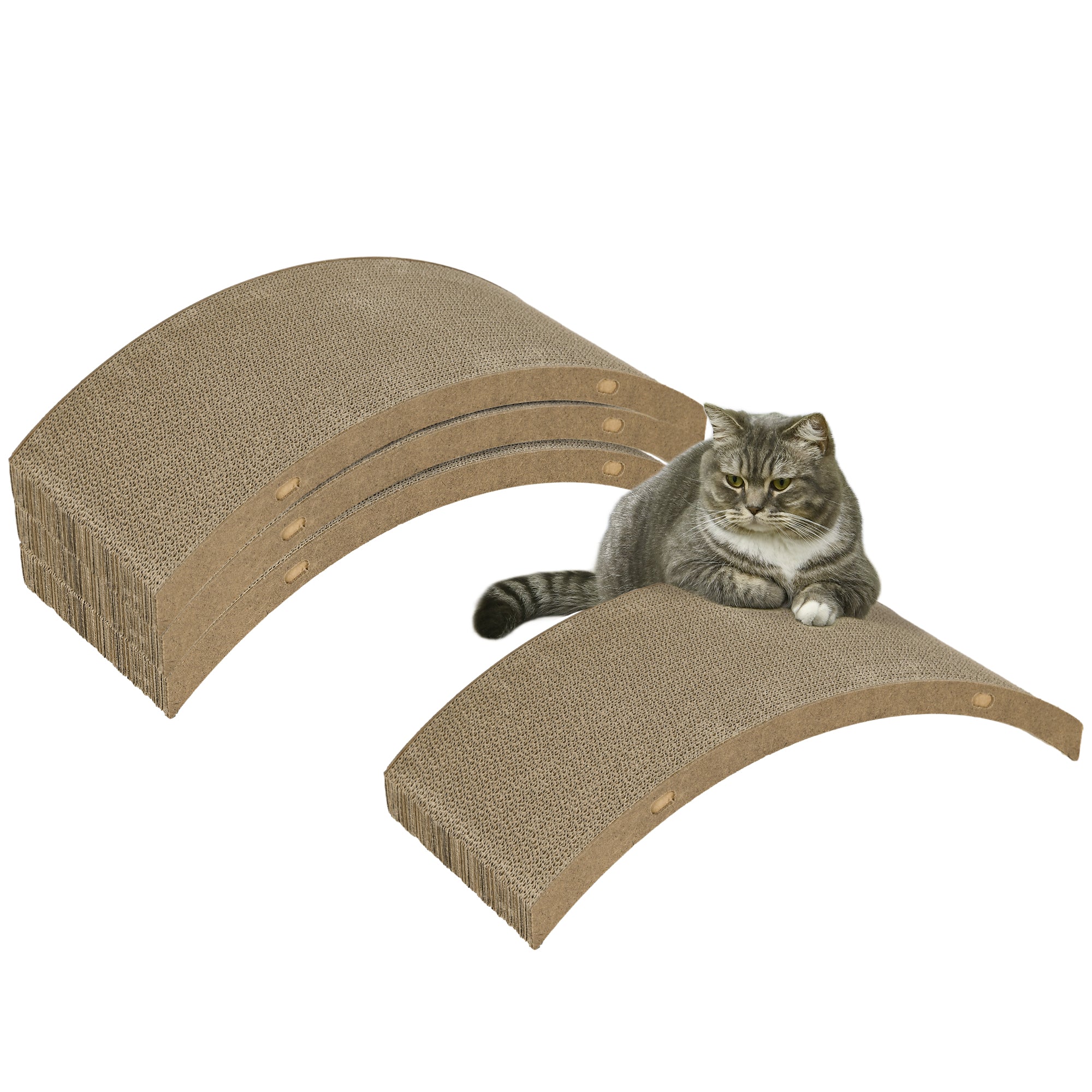 PawHut Four-Piece Cat Scratching Board, Cat Treadmill Replacement, 55 x 26cm - Brown