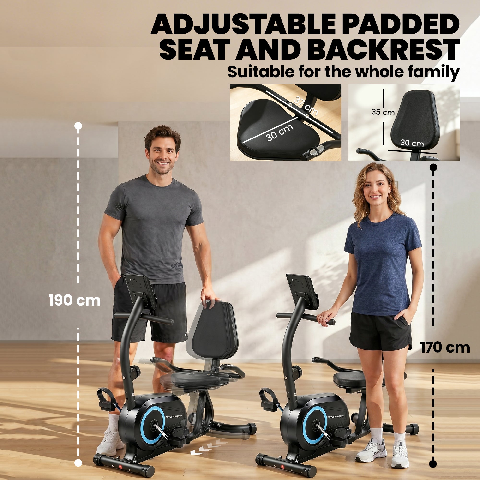 SPORTNOW Recumbent Exercise Bike for Home, Stationary Bike with Bluetooth, App Connectivity, Quiet 8-Level Magnetic Resistance