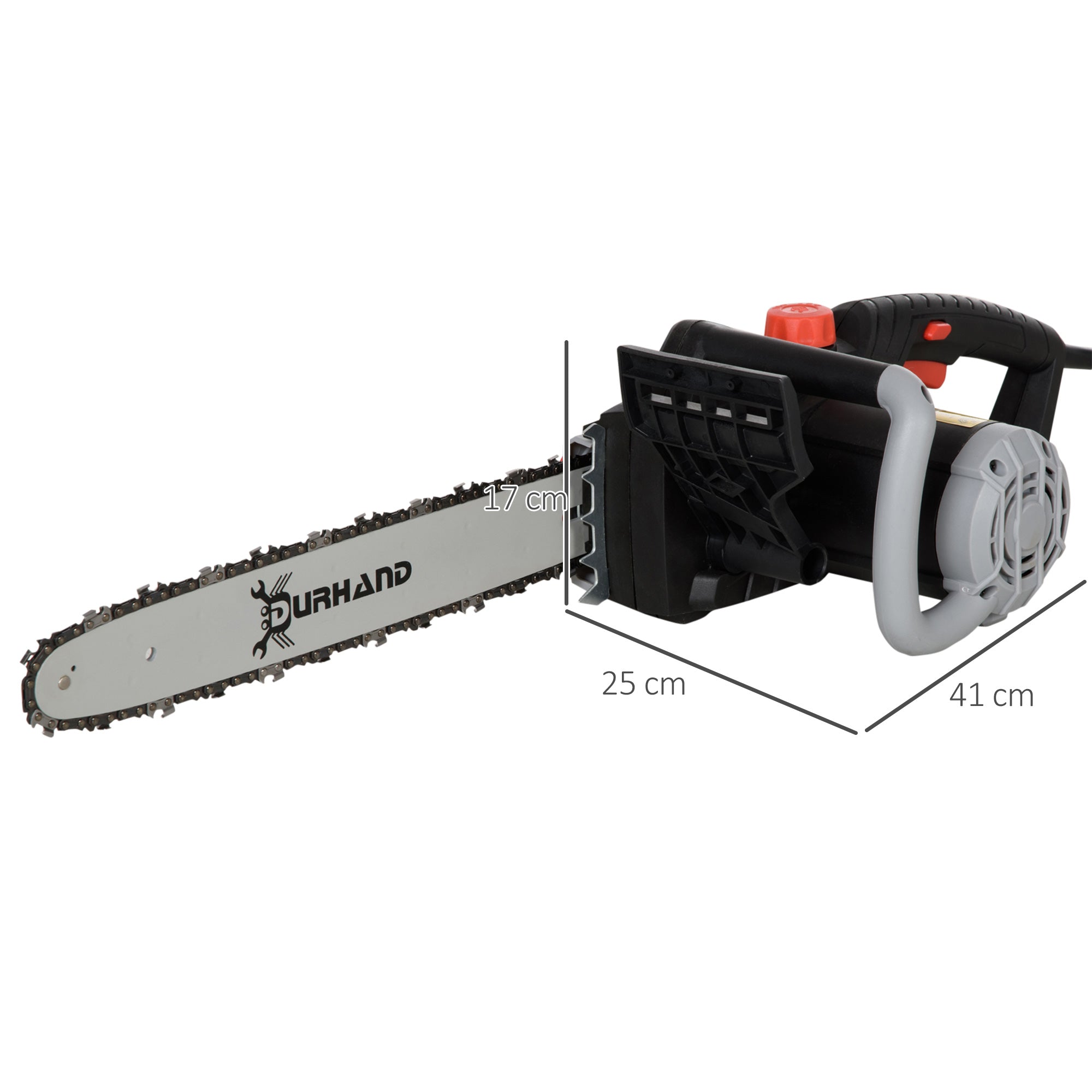 DURHAND 1600W Electric Chainsaw with Double Brake, Tool-Free Chain Tensioning and 40cm Guide Bar and Chain, Power Saw to Cut Wood, Auto Chain Lubrication