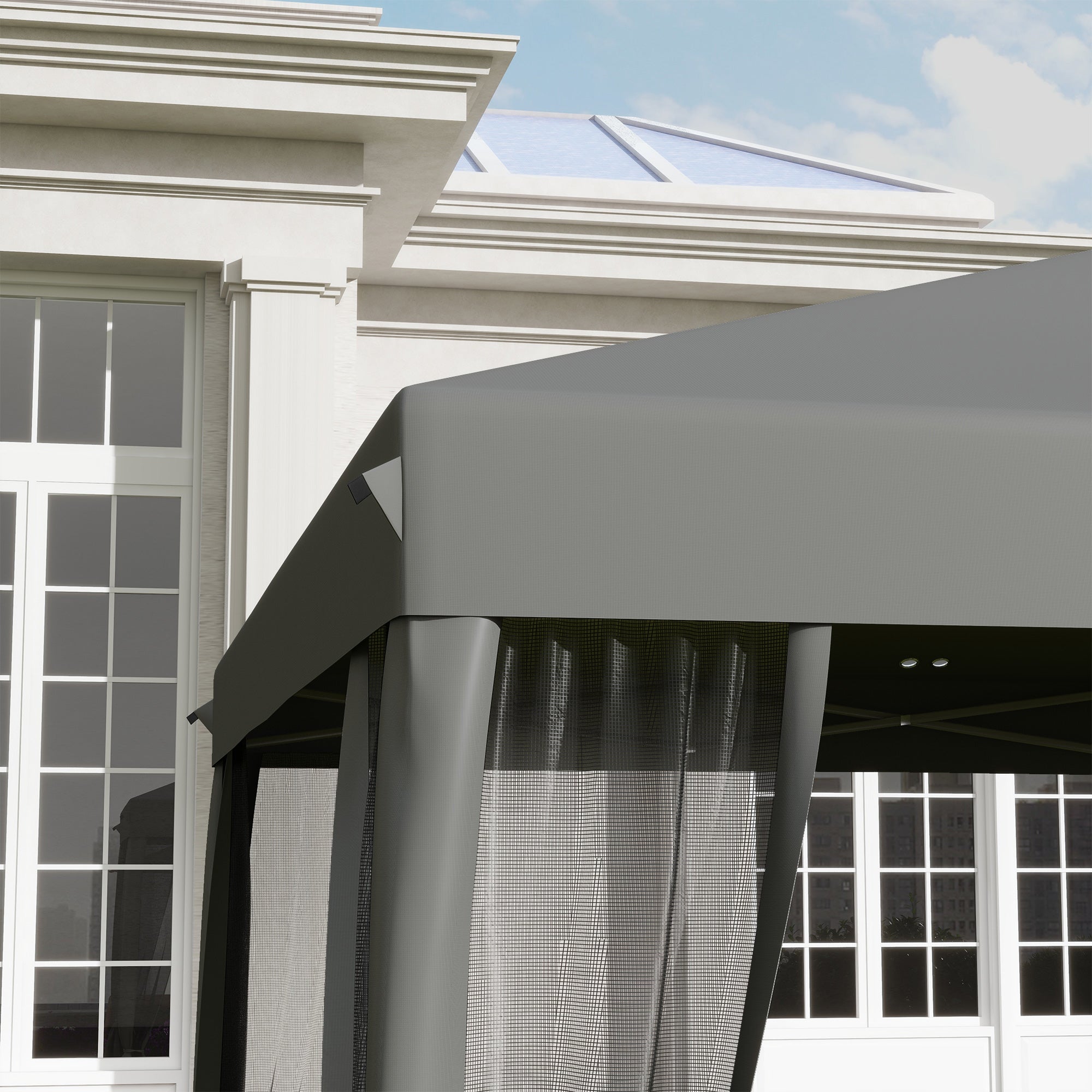 Outsunny 3 x 3\'c2\'a0m Pop Up Gazebo, 420D Garden Tent Canopy with Removable Mesh Sidewall Netting, Carry Bag for Garden Patio Outdoor, Light Grey
