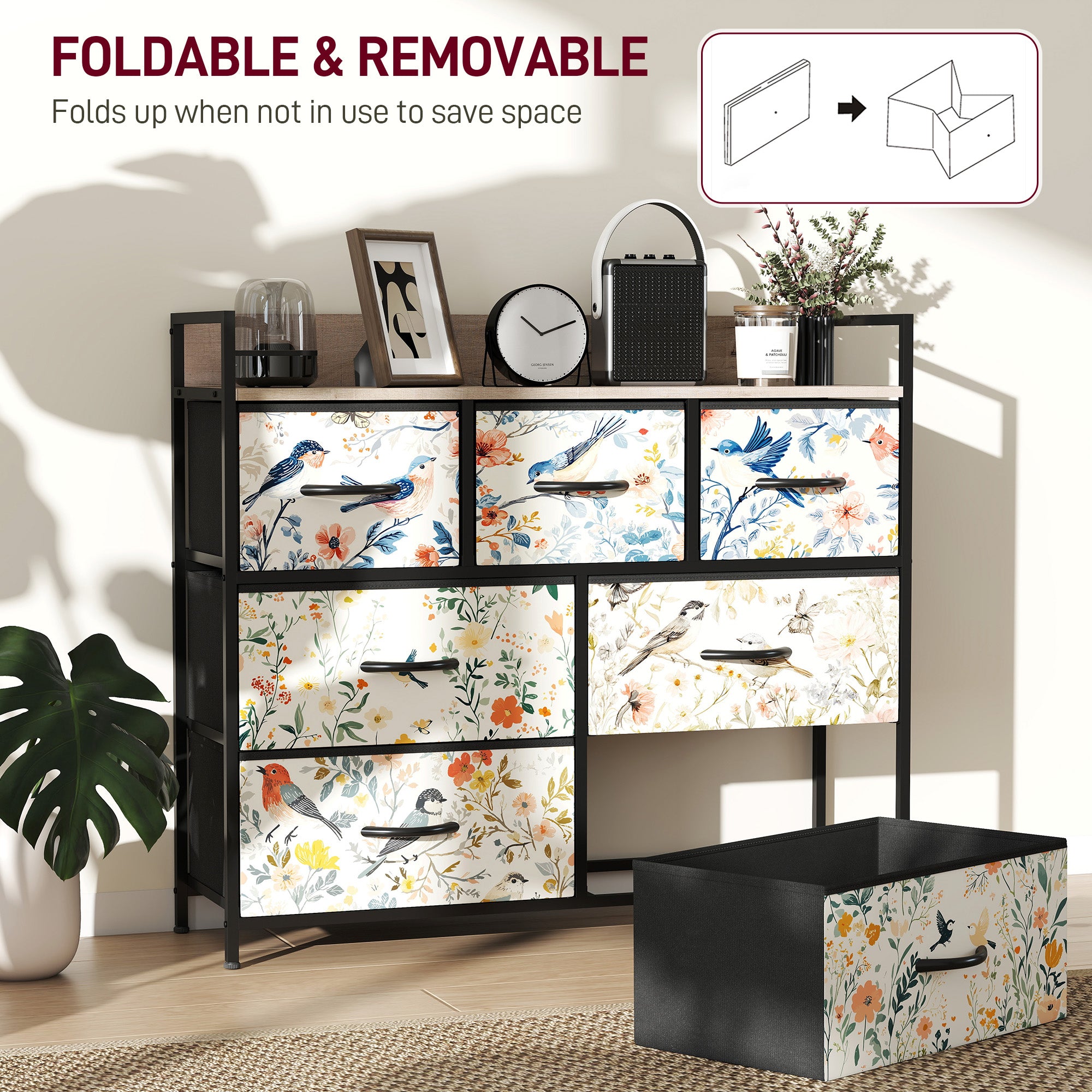 HOMCOM 7-Drawer Chest of Drawers - White