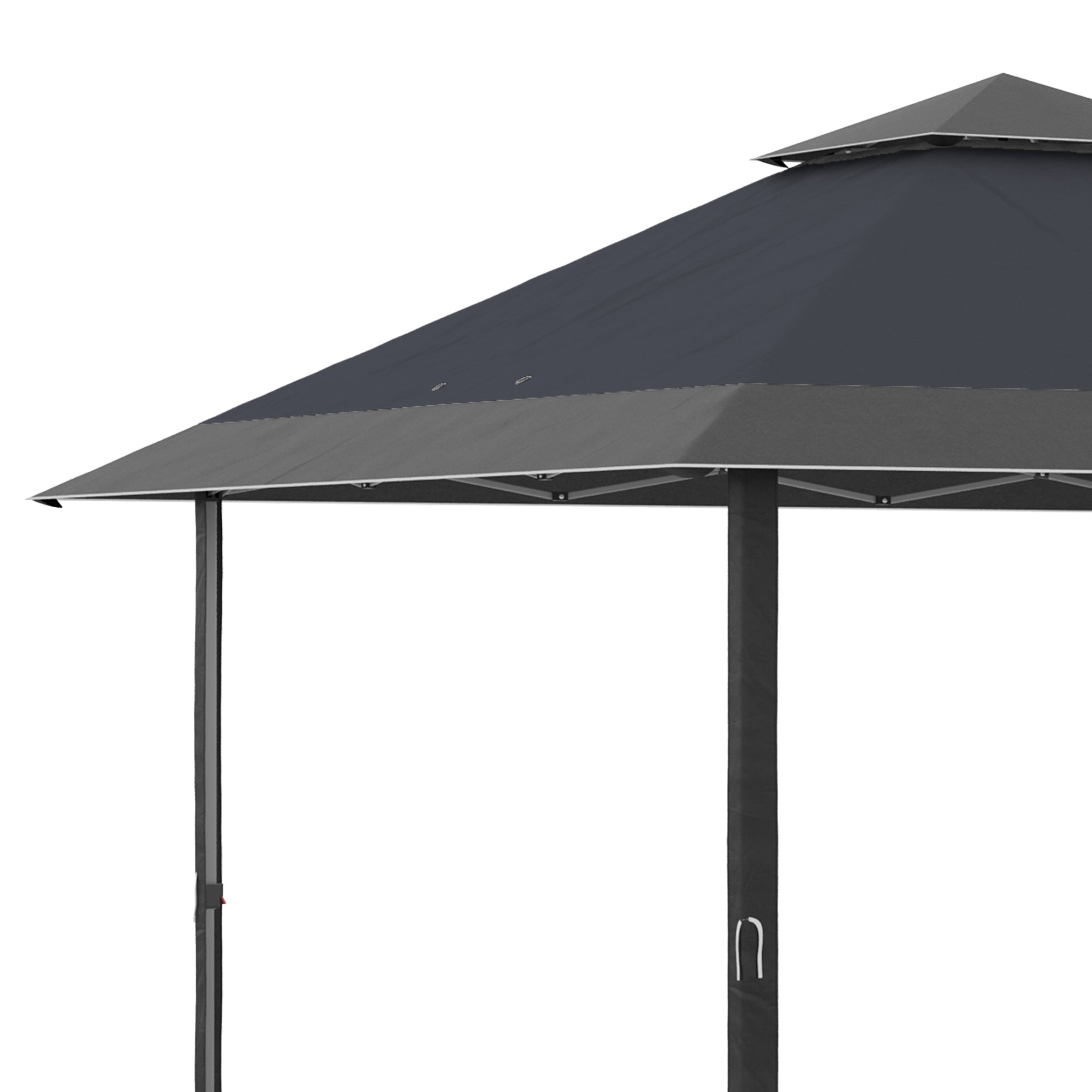 Outsunny 4 x 4m Pop-up Gazebo Double Roof Canopy Tent with UV Proof, Roller Bag & 3-Level Height Adjustable Outdoor Party, Steel Frame, Grey