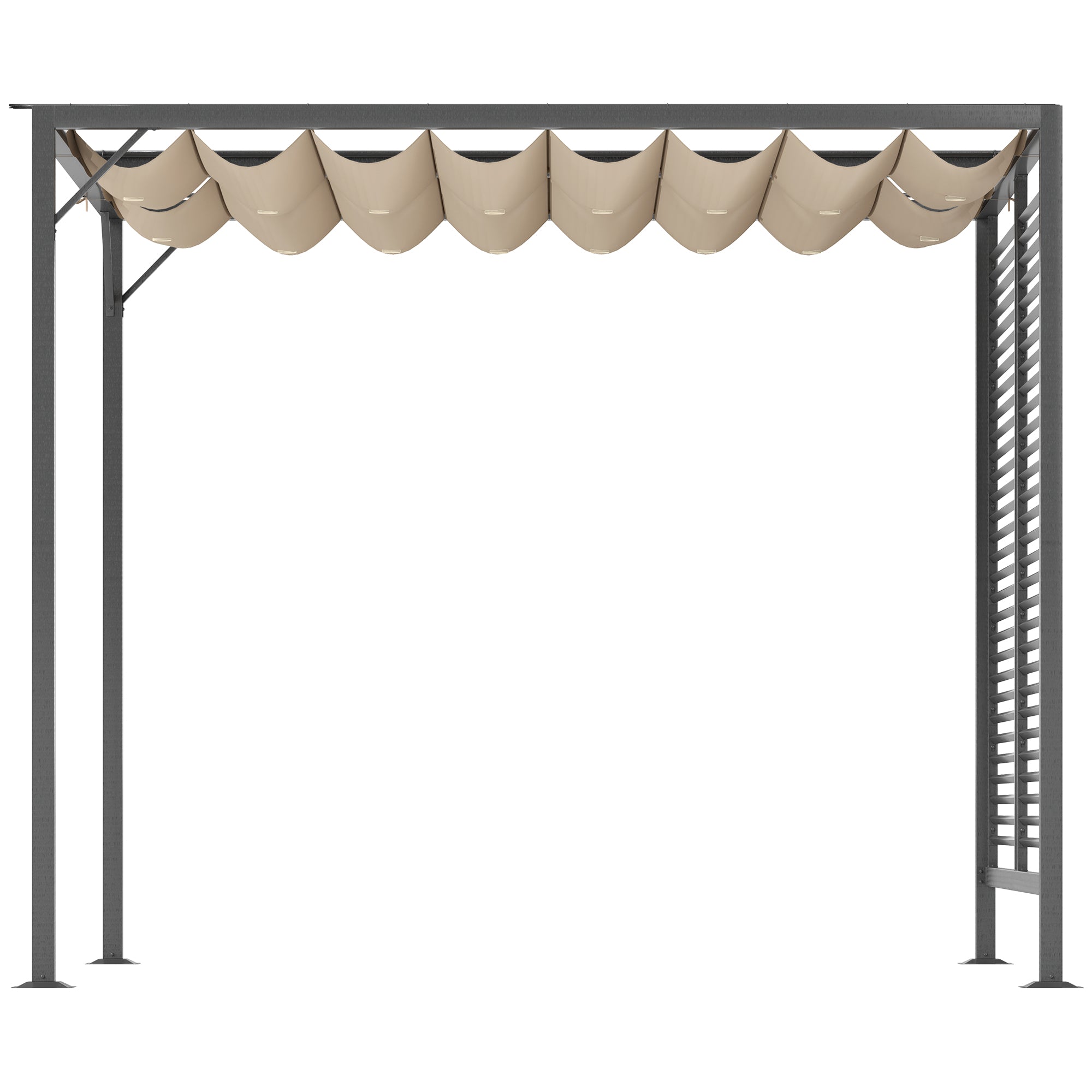 Outsunny 3 x 2.8m Metal Pergola, with Retractable Fabric Roof - Beige
